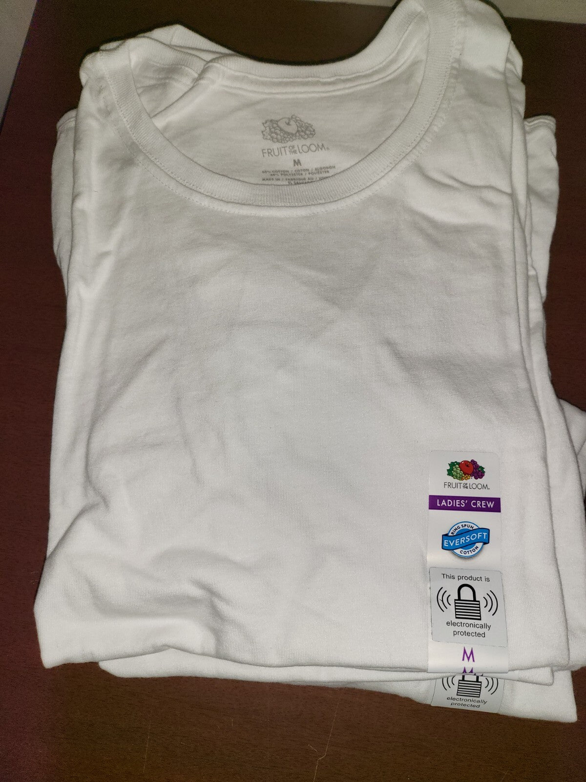Fruit of the Loom Ladies Crew Neck T-Shirt White size MEDIUM Cap Sleeve