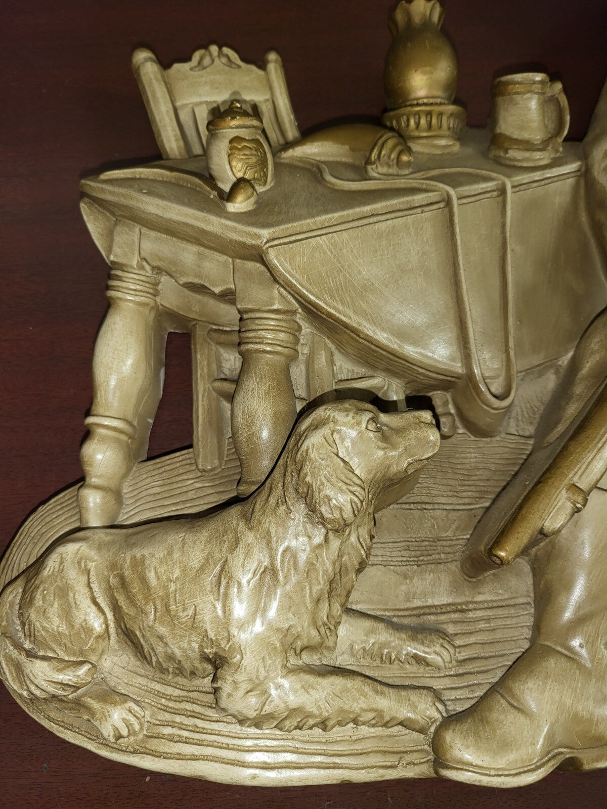 Vintage Universal Statuary Plaster Wall Hanging Hunter & Dog 16W x 15H x 3"