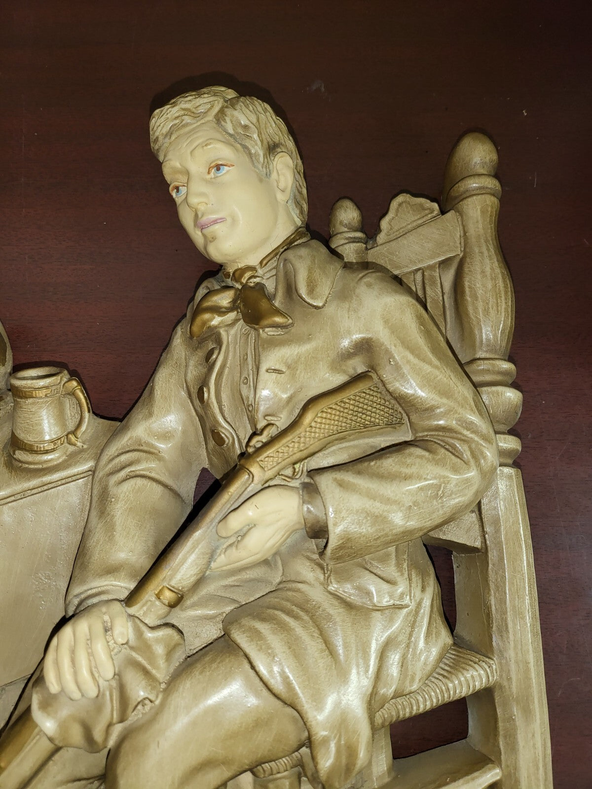 Vintage Universal Statuary Plaster Wall Hanging Hunter & Dog 16W x 15H x 3"