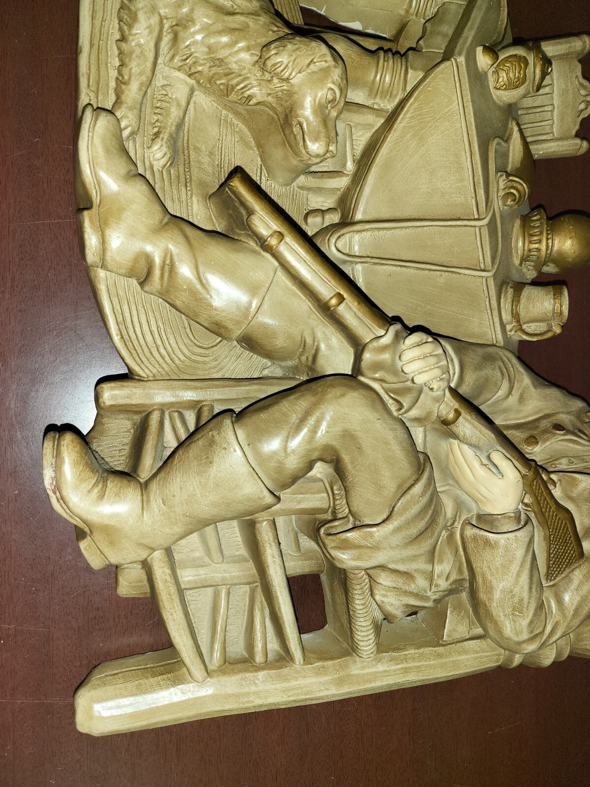 Vintage Universal Statuary Plaster Wall Hanging Hunter & Dog 16W x 15H x 3"