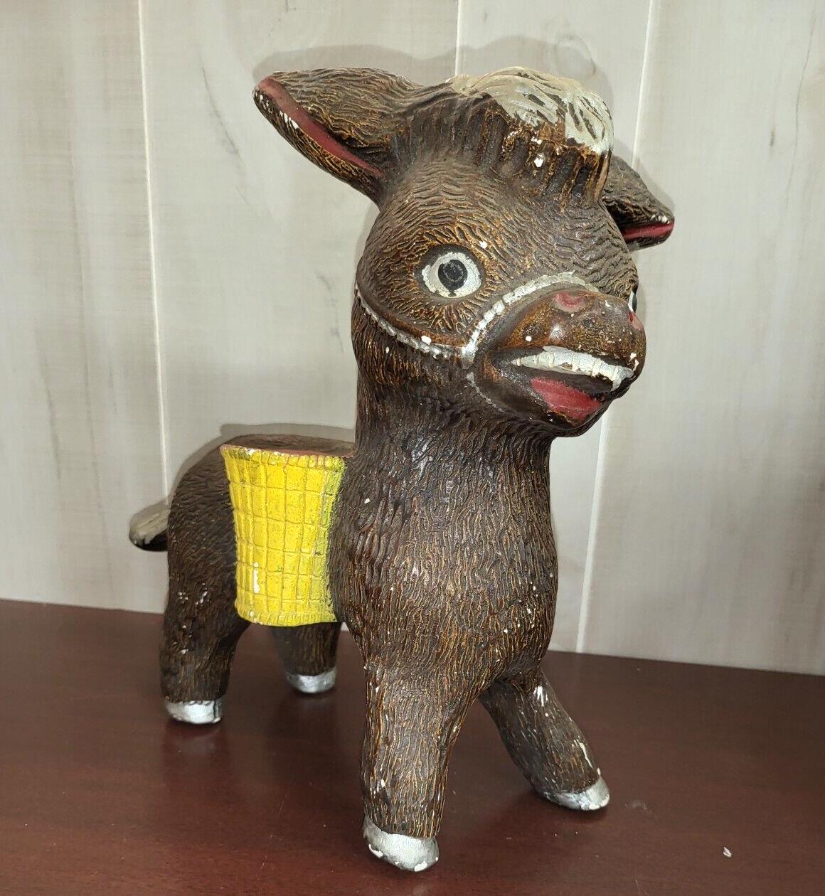 Vintage Chalkware Donkey Burro Money Bank 12"H MEXICO No Way to Remove Coins