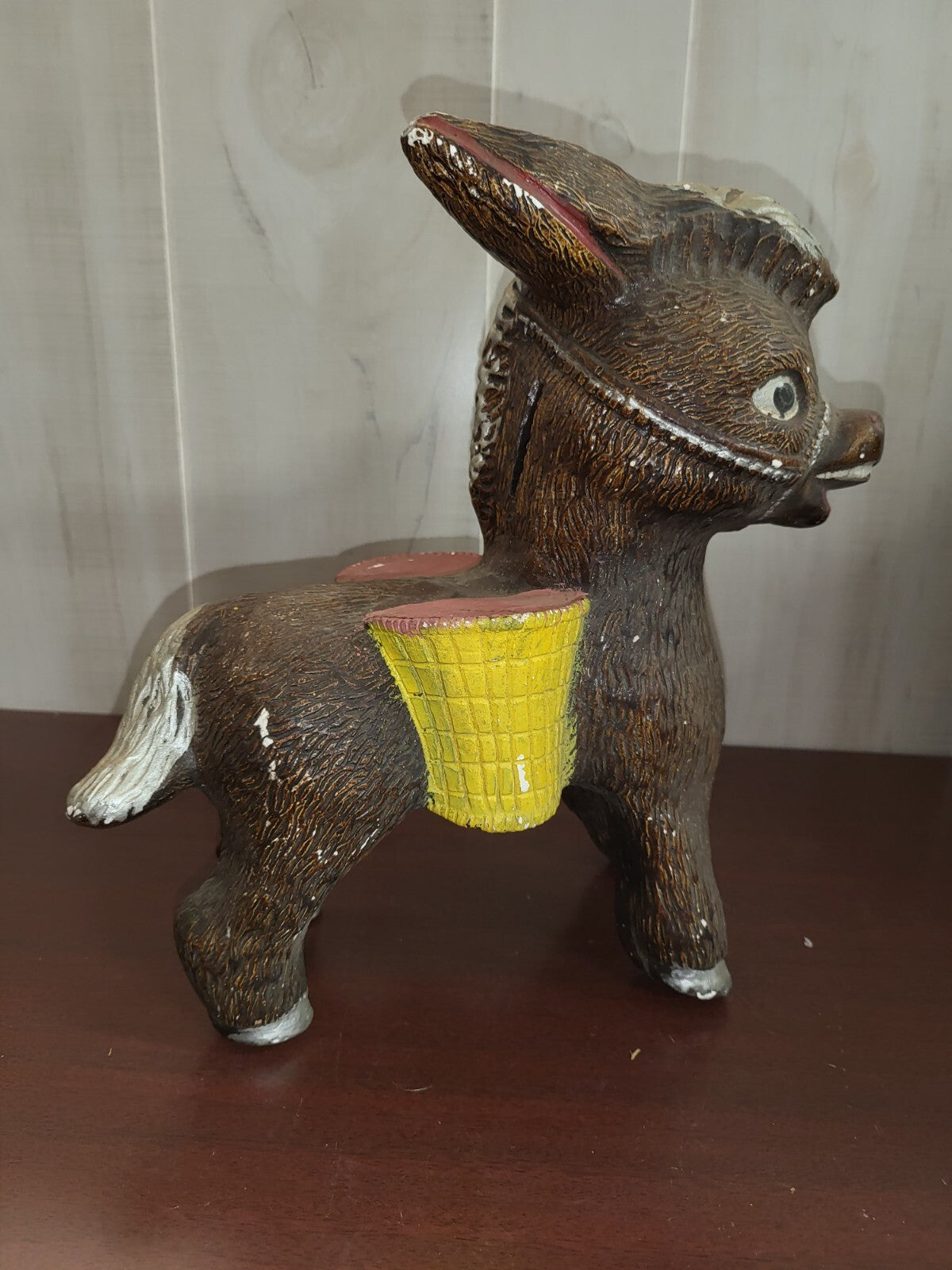 Vintage Chalkware Donkey Burro Money Bank 12"H MEXICO No Way to Remove Coins