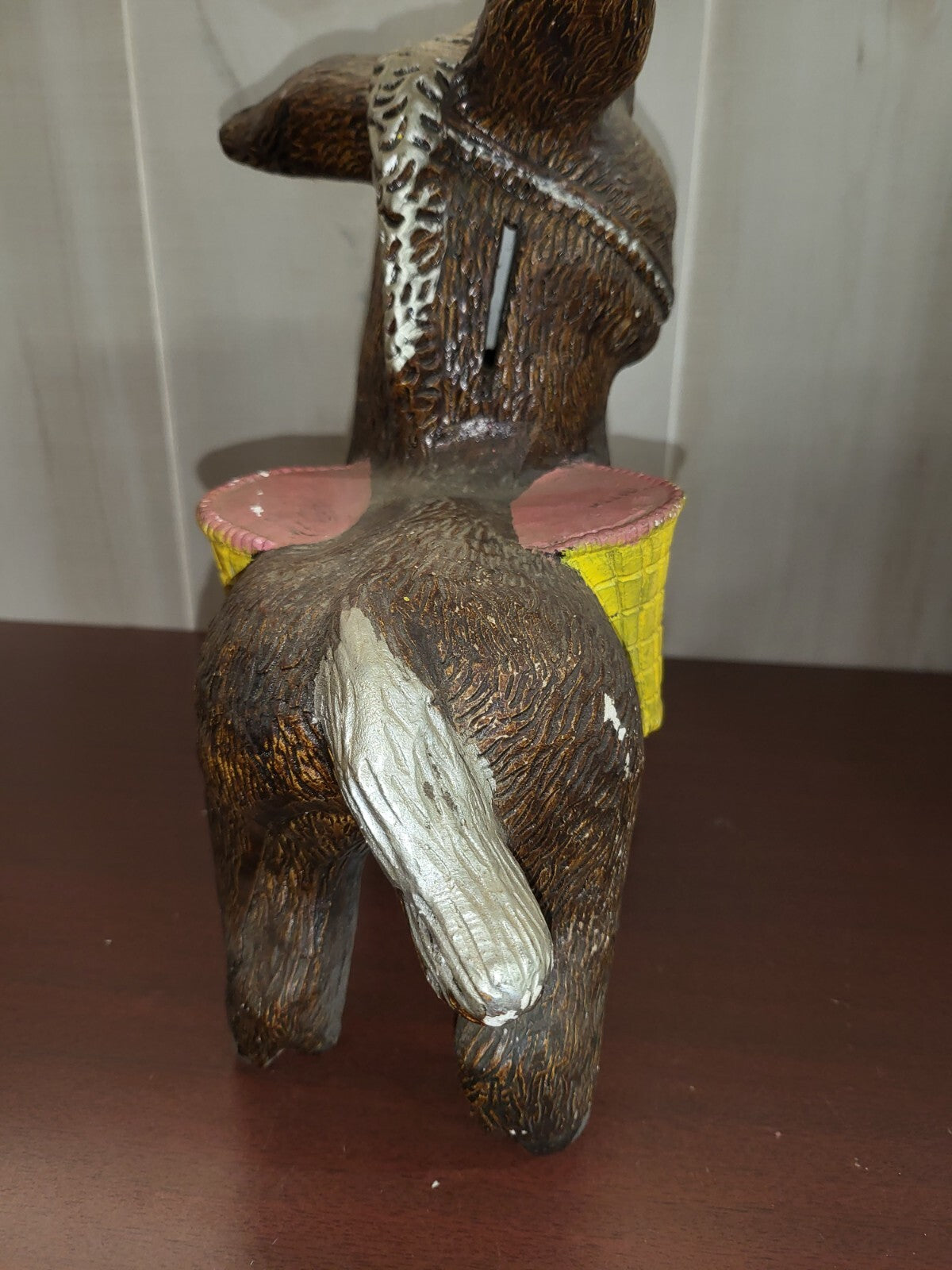 Vintage Chalkware Donkey Burro Money Bank 12"H MEXICO No Way to Remove Coins