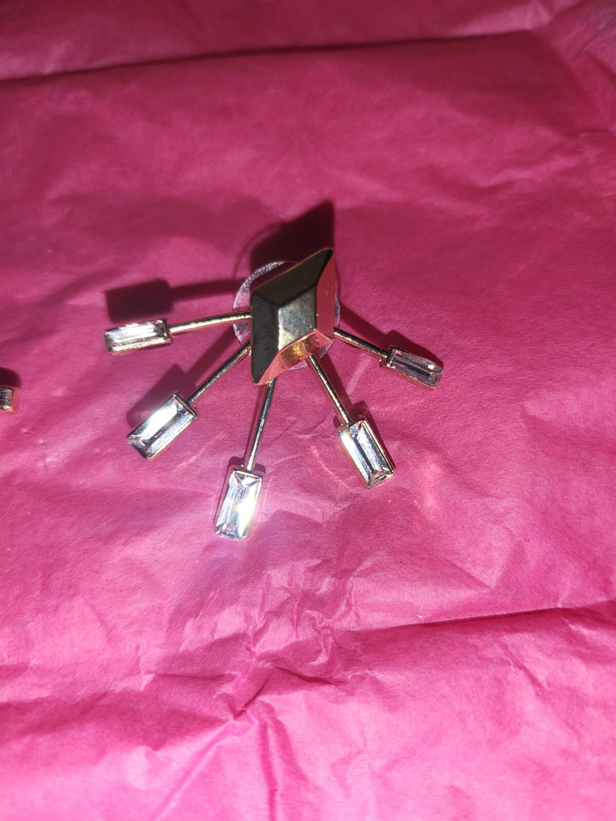 Pierced Earrings Convertible Diamond Shape to Starburst 1.5"W New #130