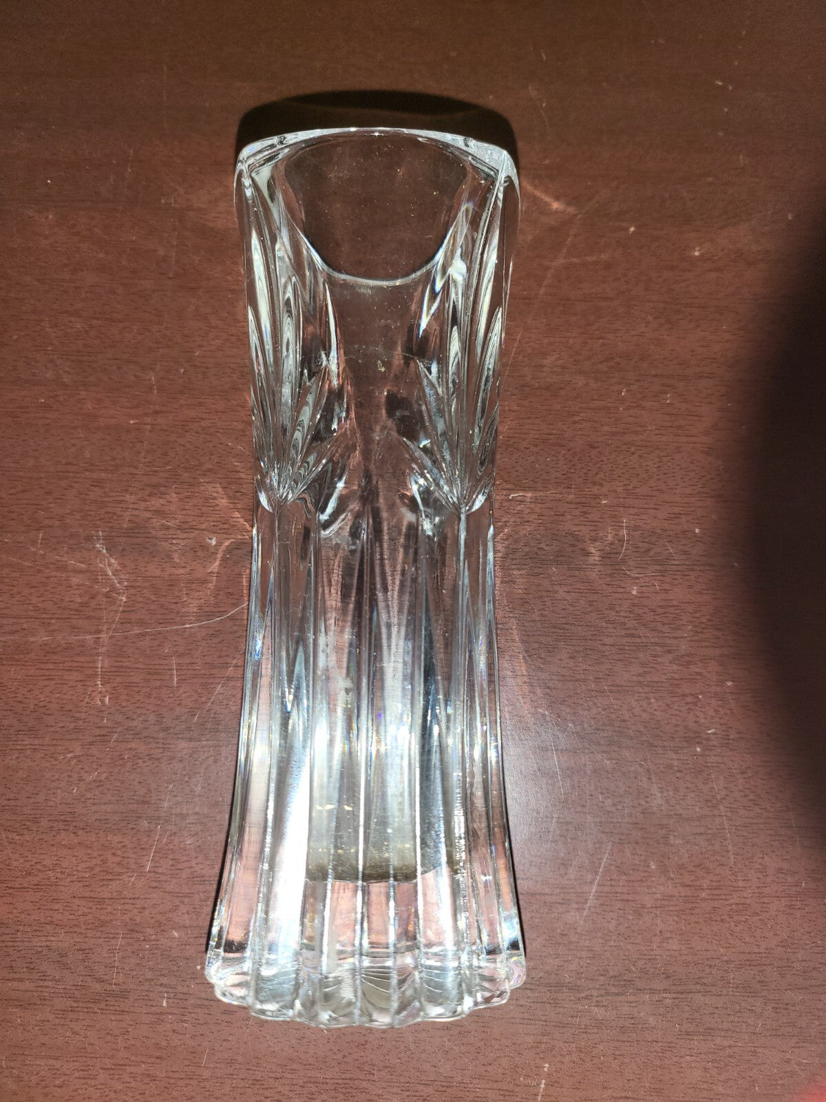 Clear Crystal Pillar Vase 6.5H x 2.5"W Heavy Unmarked No Chips or Cracks #3064