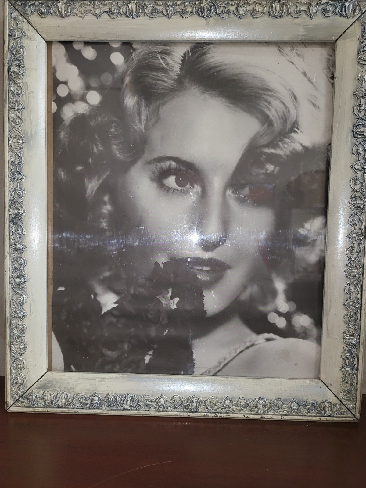 Glamourous Actress Barbara Stanwyck Framed Black & White Photo 14.75 x 17"