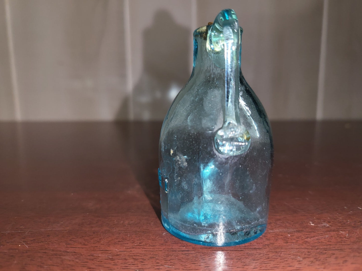 OUR LITTLE PET JUG 3" Blue Glass Pitcher with Handle & Cork #4123