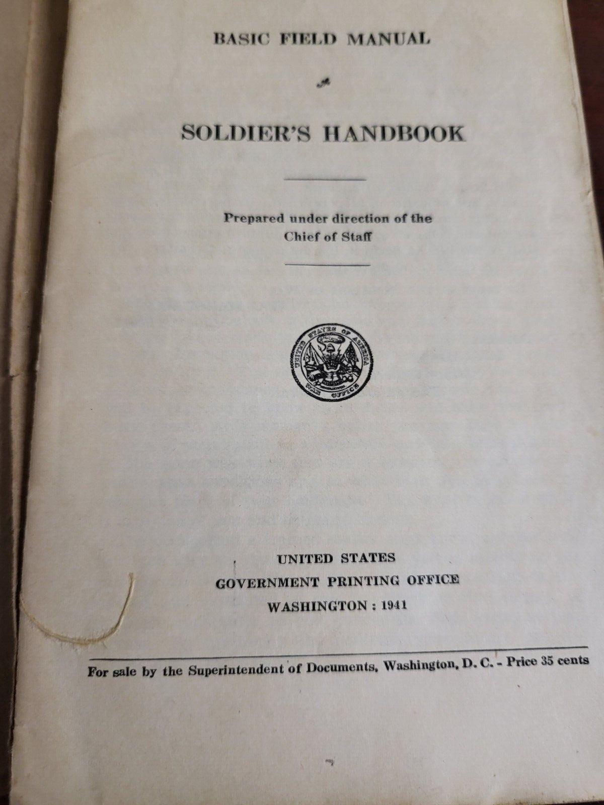 Book - War Dept Basic Field Manual Soldier's Handbook Earl W Ray ** WWII #2688