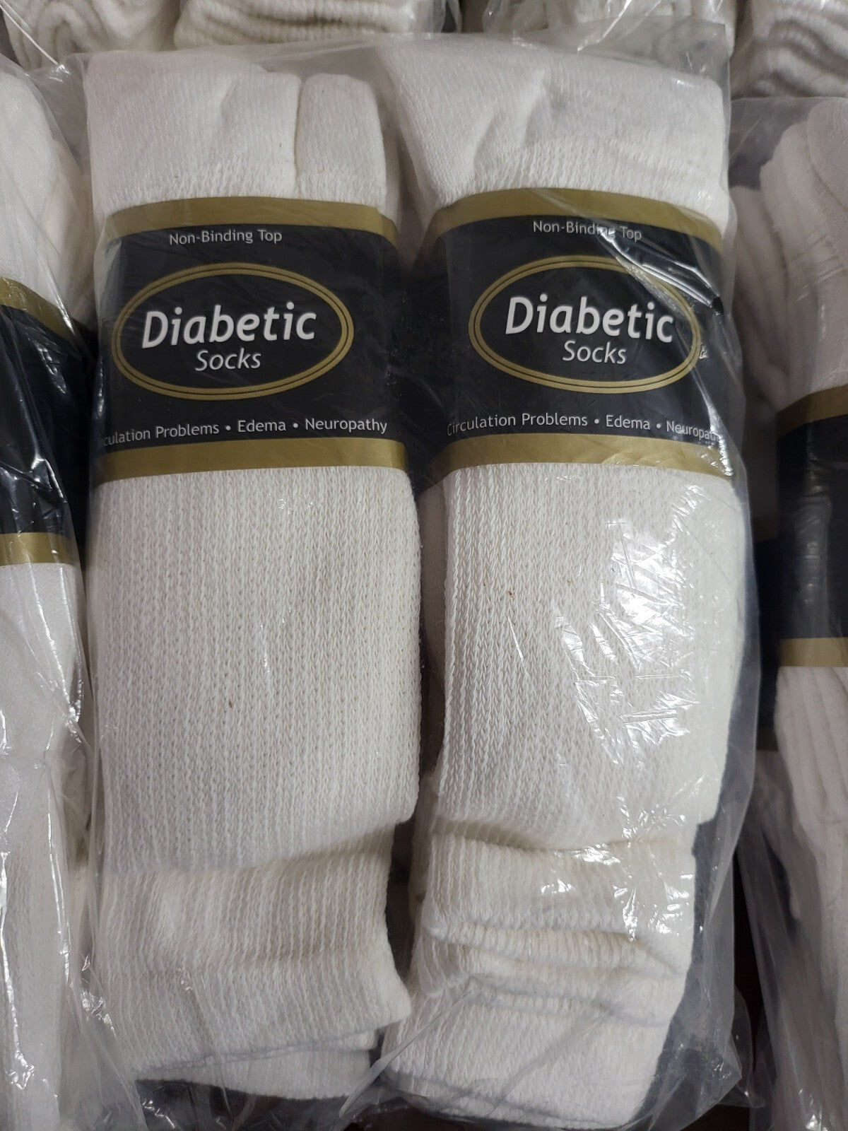 12 Pair Diabetic Socks White Non-Binding Top Knee Length Mens size 10-13 US Made