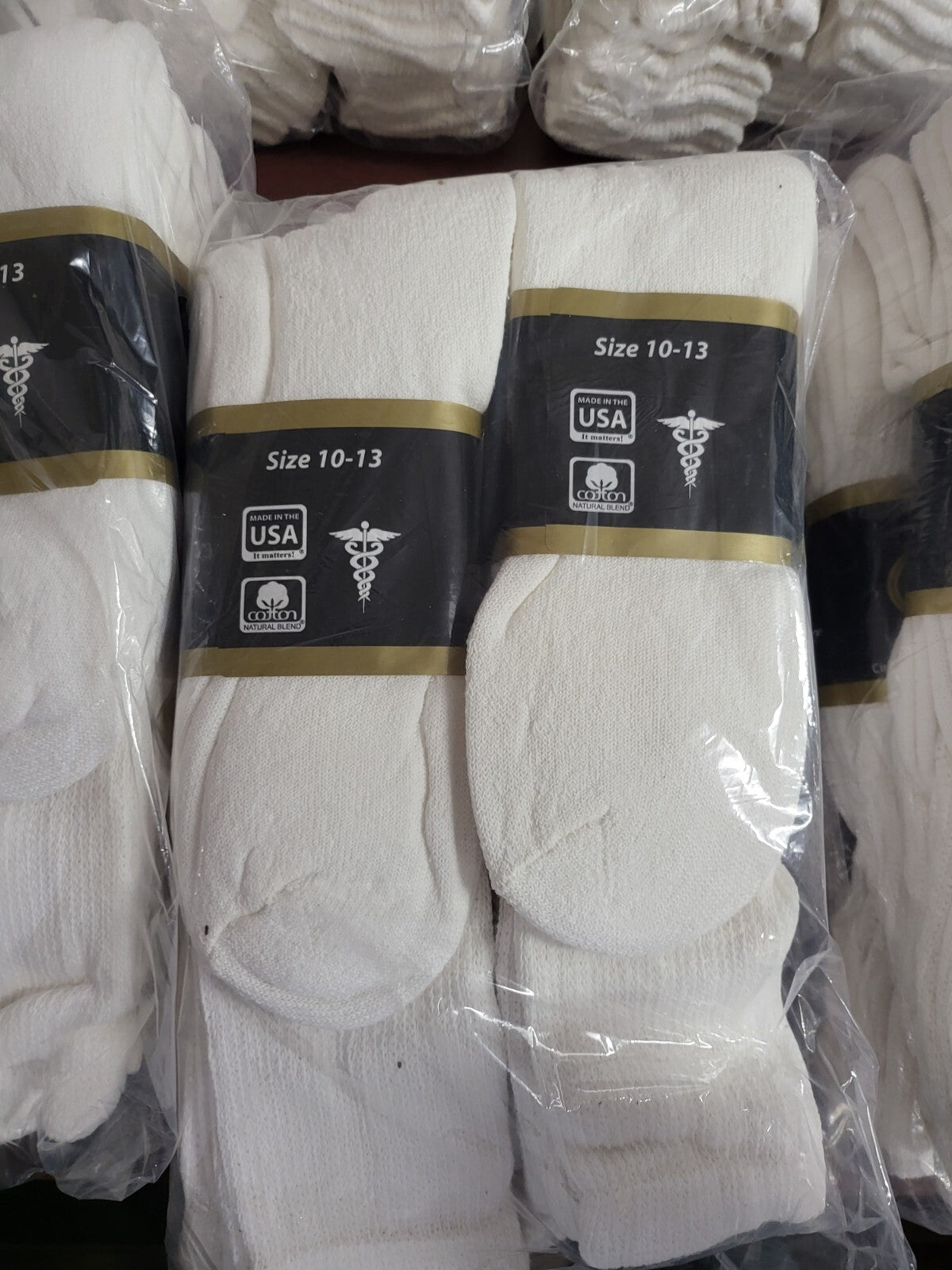 12 Pair Diabetic Socks White Non-Binding Top Knee Length Mens size 10-13 US Made