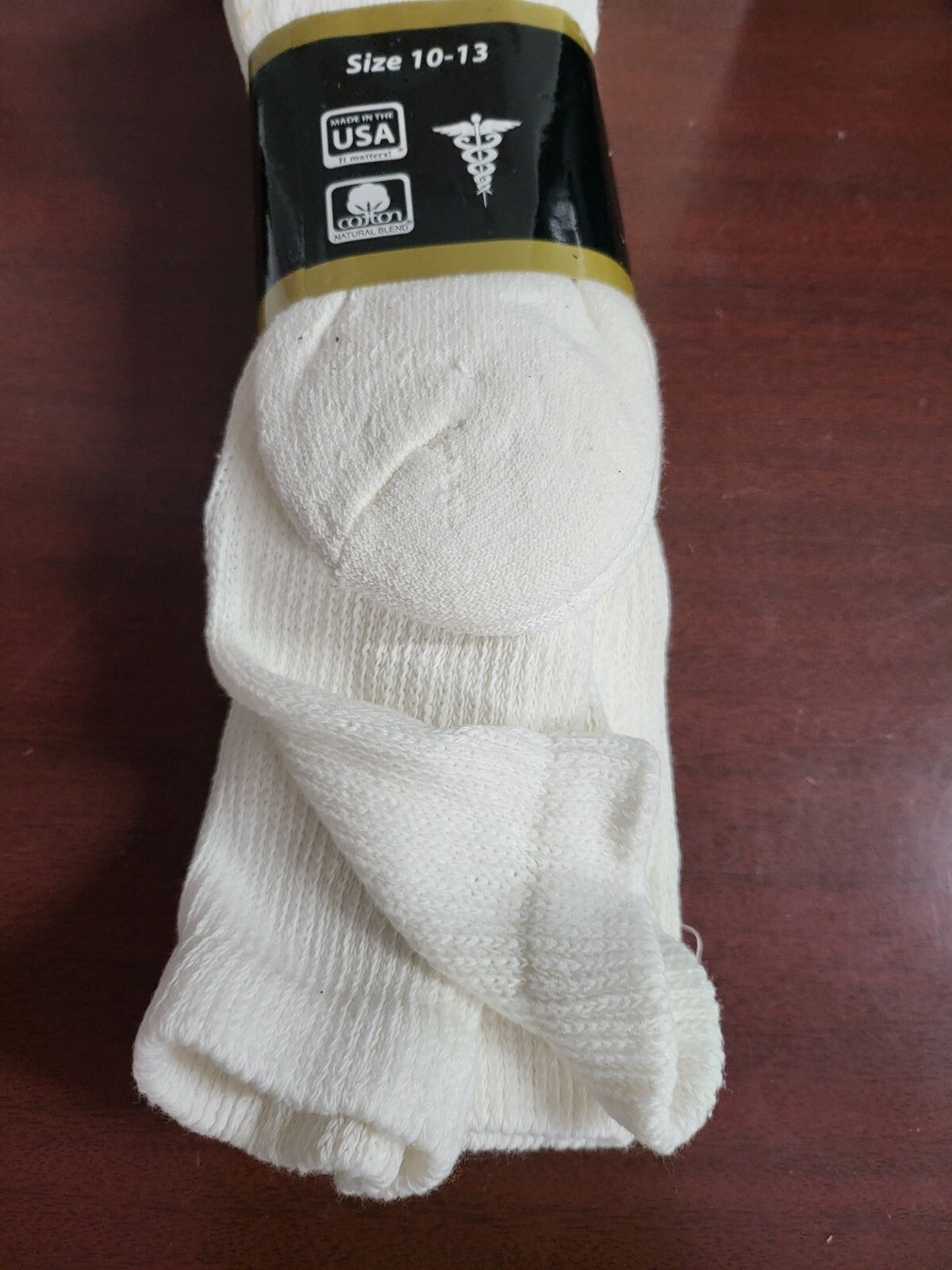 12 Pair Diabetic Socks White Non-Binding Top Knee Length Mens size 10-13 US Made
