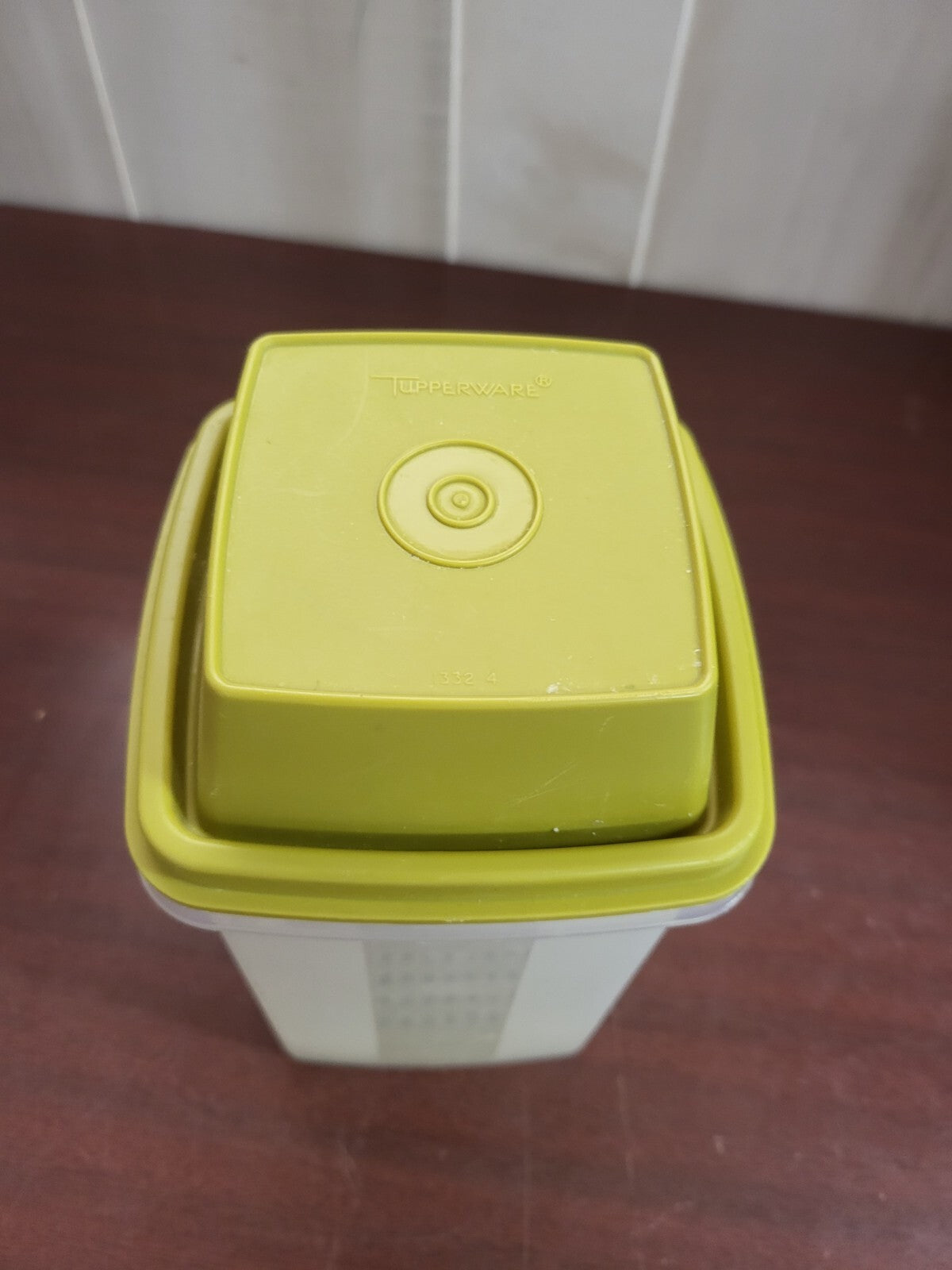 Tupperware Pickle Container 1330 with Lid 1332 & Insert 1331 Green & Clear 8"H