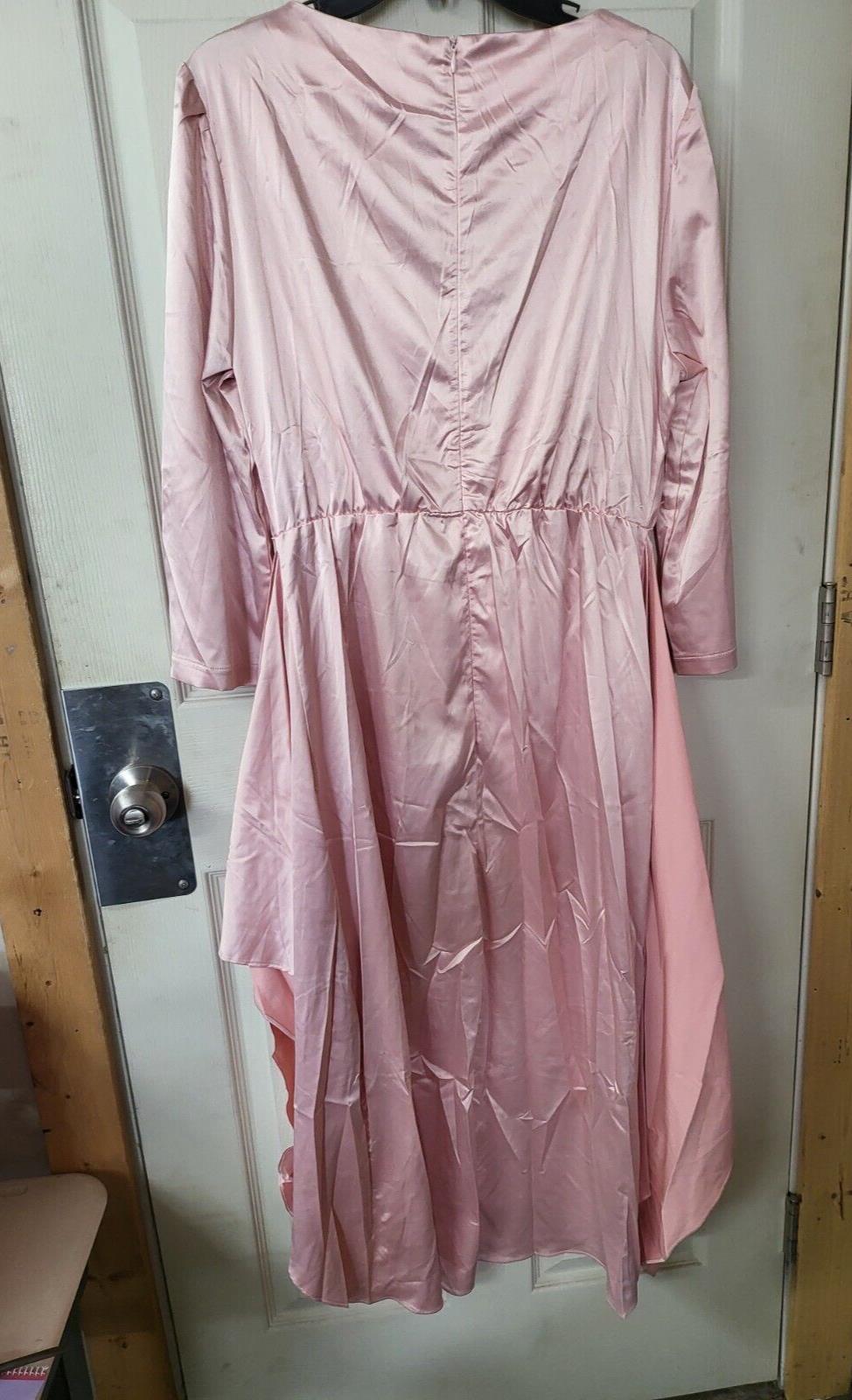 Dress SIMPLEE size XL Peach Color Dip Hem High-Low Wrap sh 16" ch 42" W 32" L