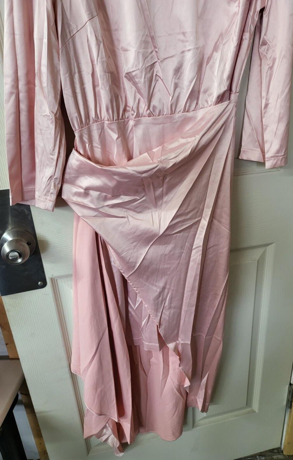 Dress SIMPLEE size XL Peach Color Dip Hem High-Low Wrap sh 16" ch 42" W 32" L