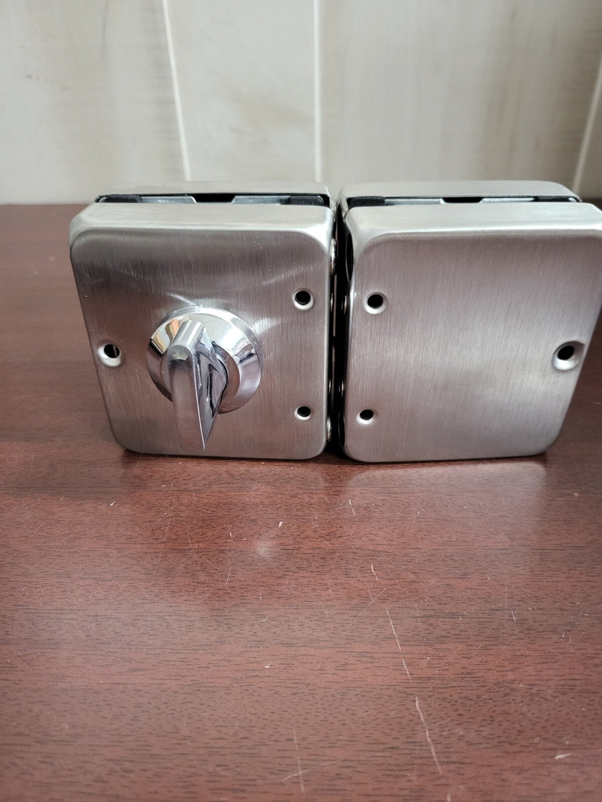 Display Case Glass Door Lock Display Cabinet Double Door 4 Bolts 3 Keys Silver