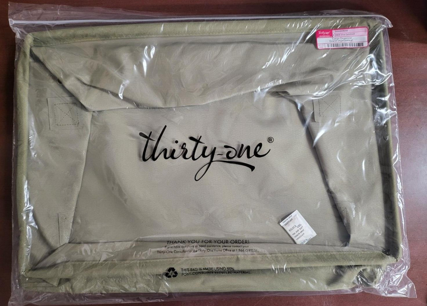 thirty-one Large Cargo Organizer Olive Green 22"W x 15"D x 11" Back Height +