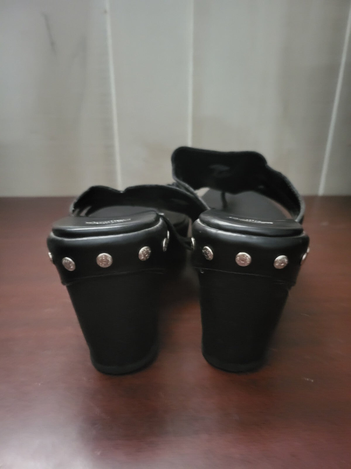 Ladies Harley Davidson Sandals size 10 M Black With Studs 3" Heel