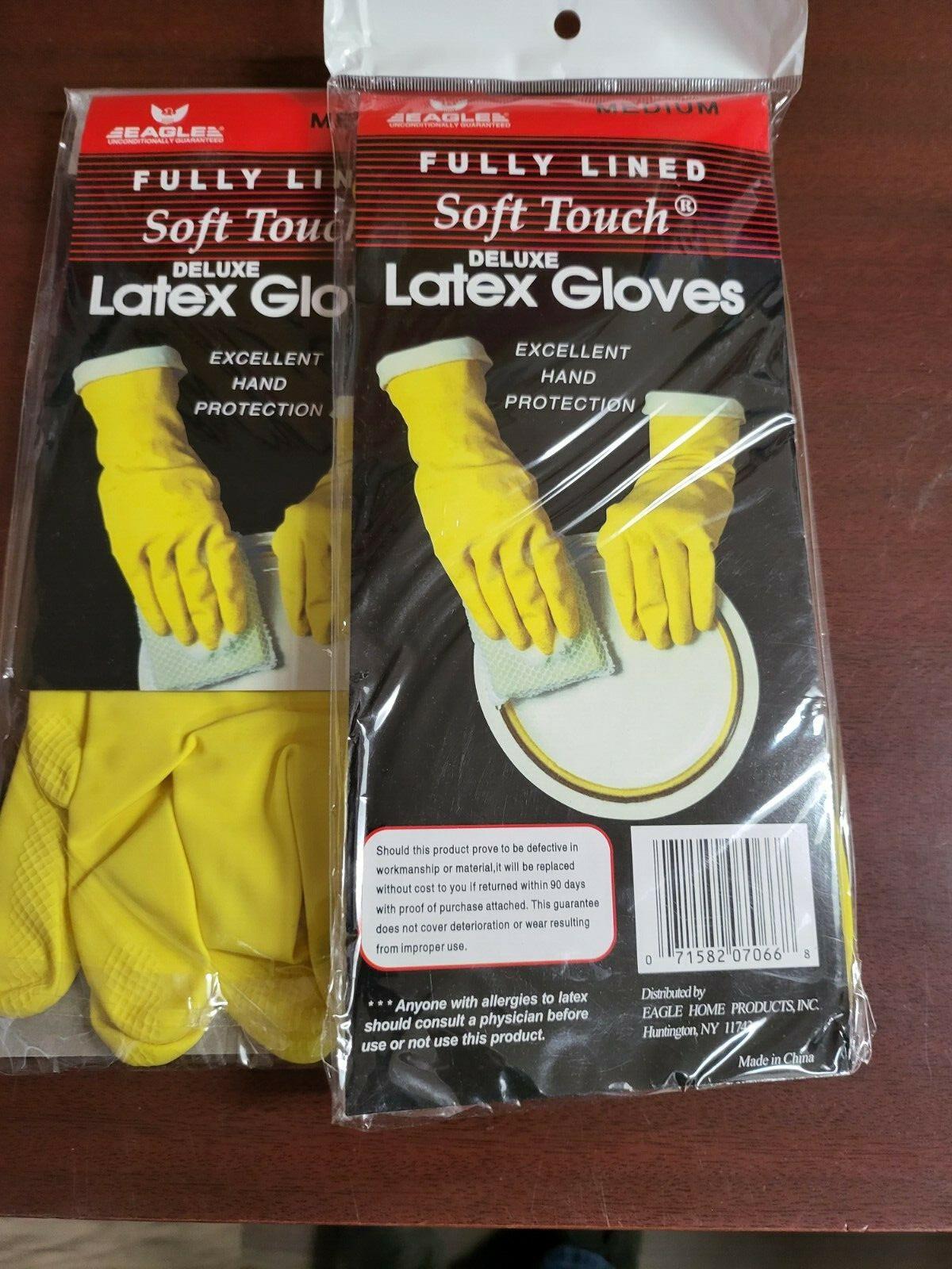 2pr Soft Touch Fully Lined Deluxe Latex Dish Washing Gloves Medium YELLOW 14"L