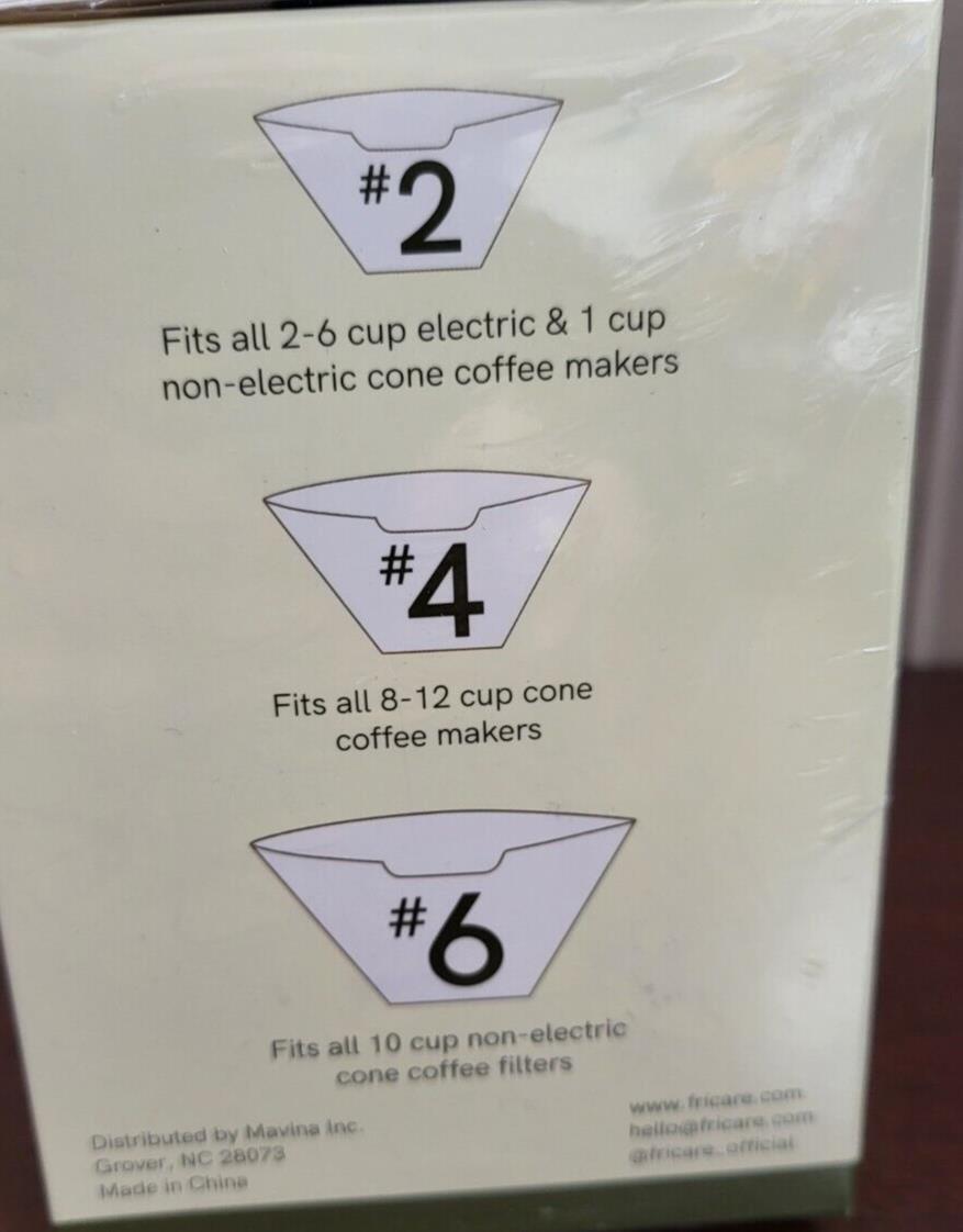 300 Coffee Filters #2 Cone Fits All 2 - 6 Cup Cone Coffee Makers SEALED FriC
