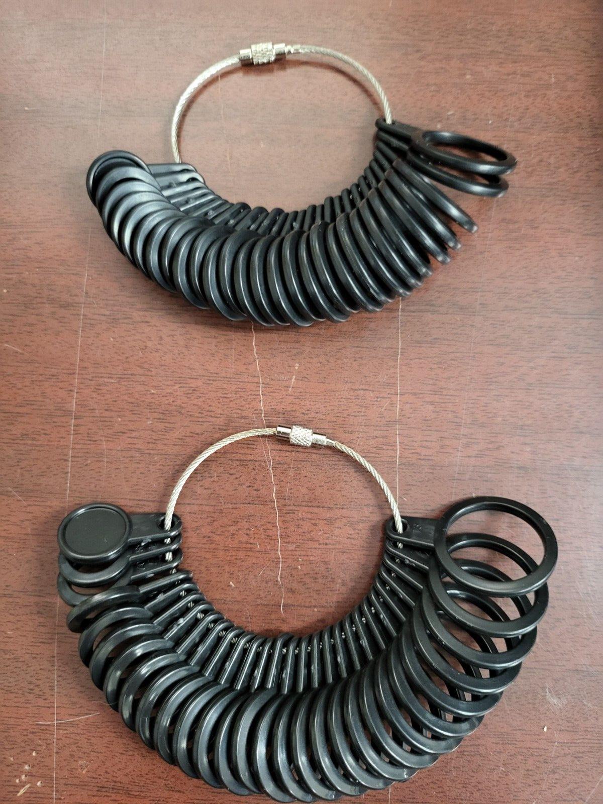 Complete Ring Sizer Kit Measure Ladies Men US Standard & UK Black Plastic