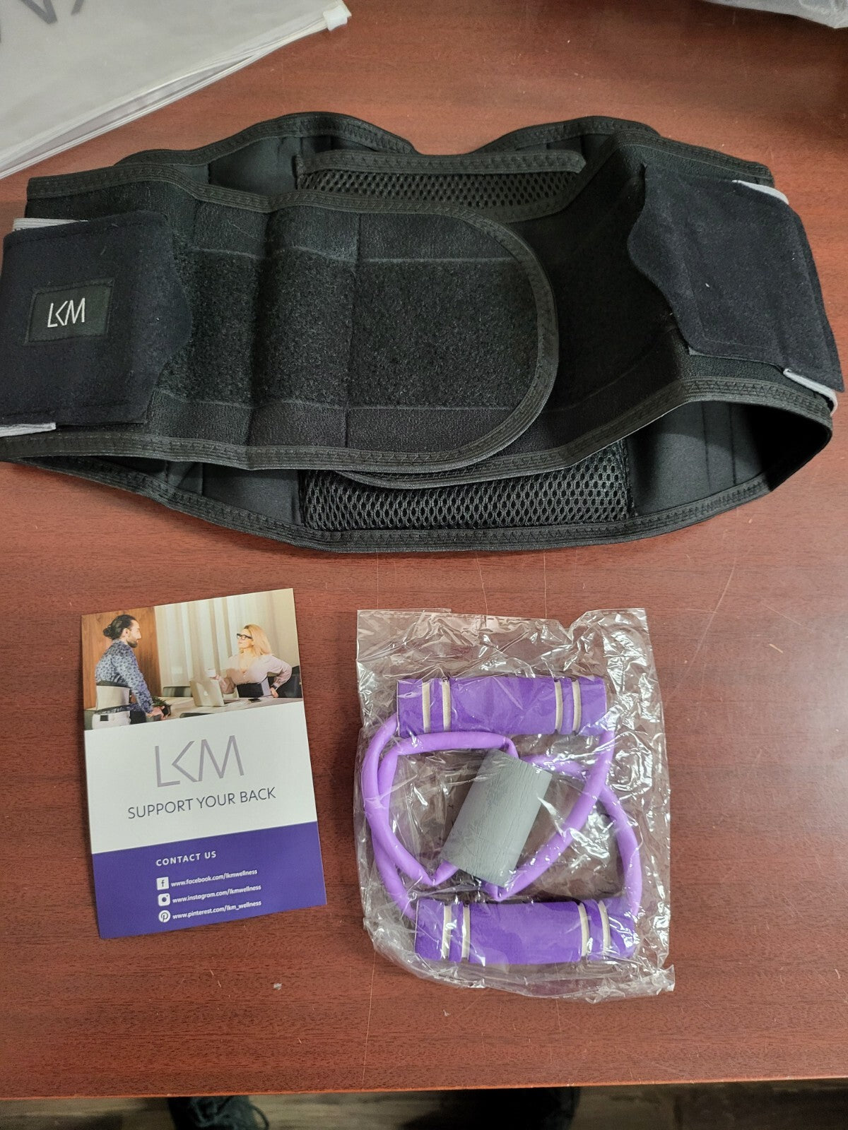 LKM Back Brace Lumbar Support Black size S/M Adjustable Compression