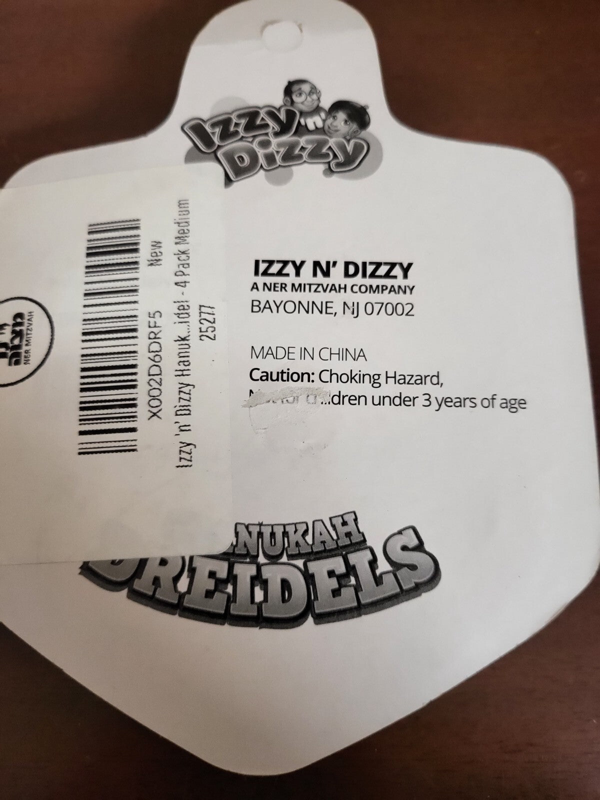 4 pack Chanukah Dreidels Medium Size Age 3+ Izzy 'n' Dizzy NIP