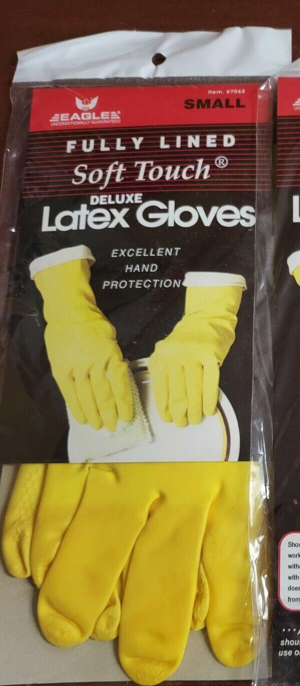 1pr Soft Touch Fully Lined Deluxe Latex Dish Washing Gloves sz Small 14"L