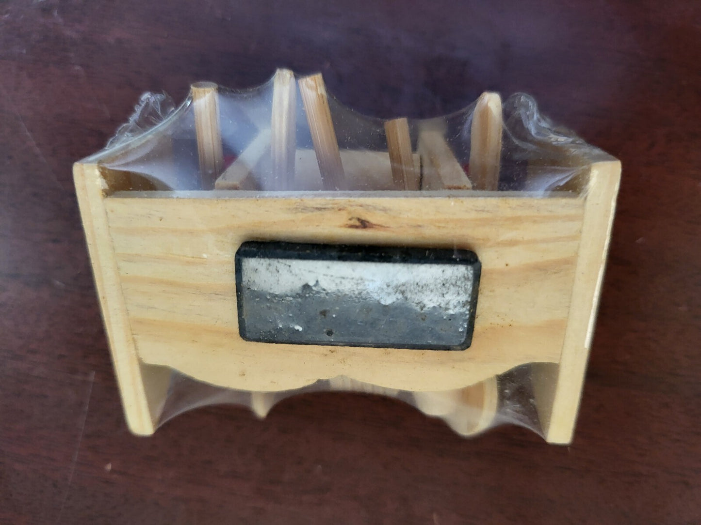 Wood Miniature Kitchen Tool Rack Magnet 3W x 2.5"H Rolling Pin Tenderizer Spoon
