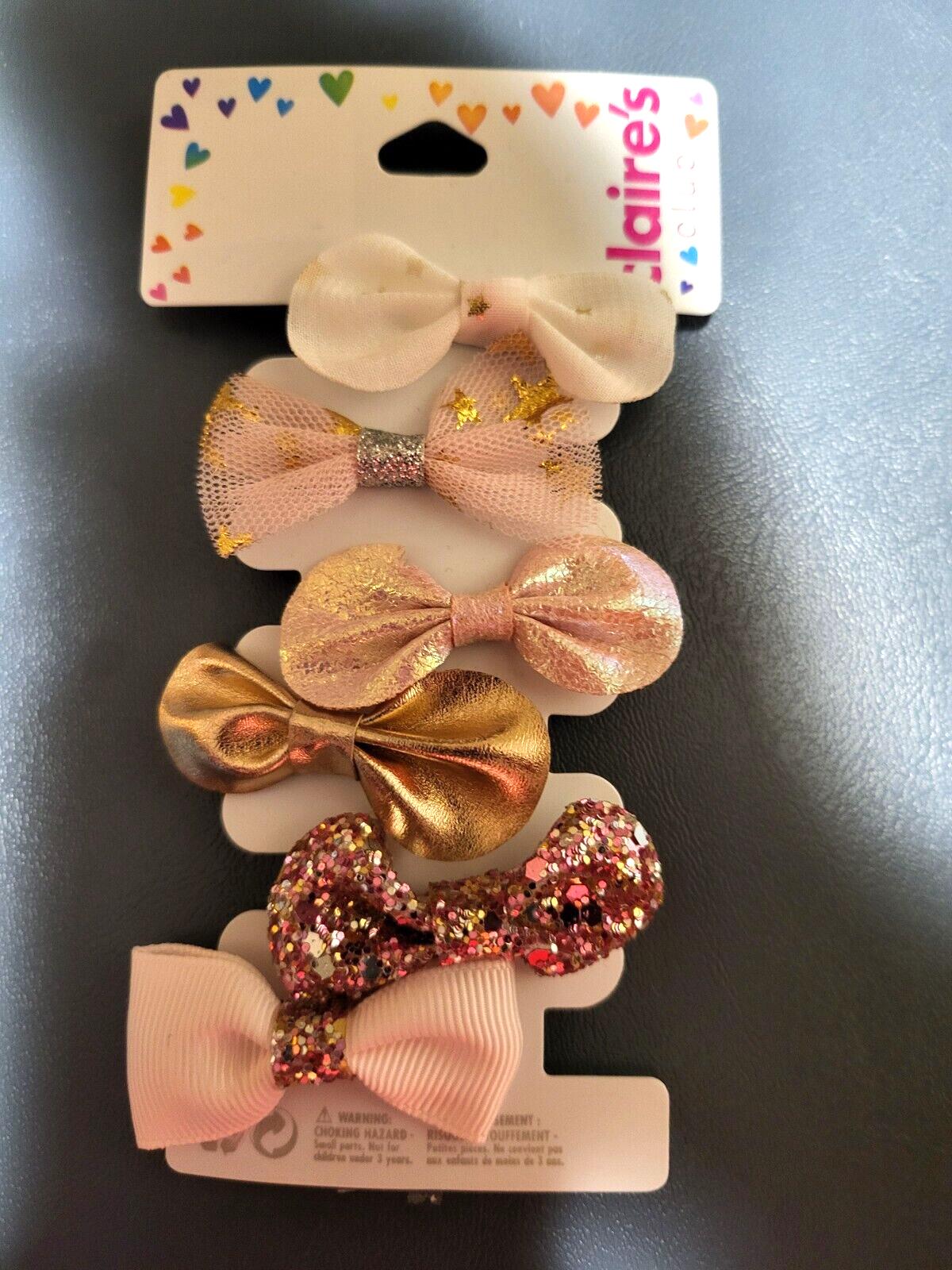 Claire's 6 Hair Bows on Clips ~2"L Multicolor Pastels Claw Clip
