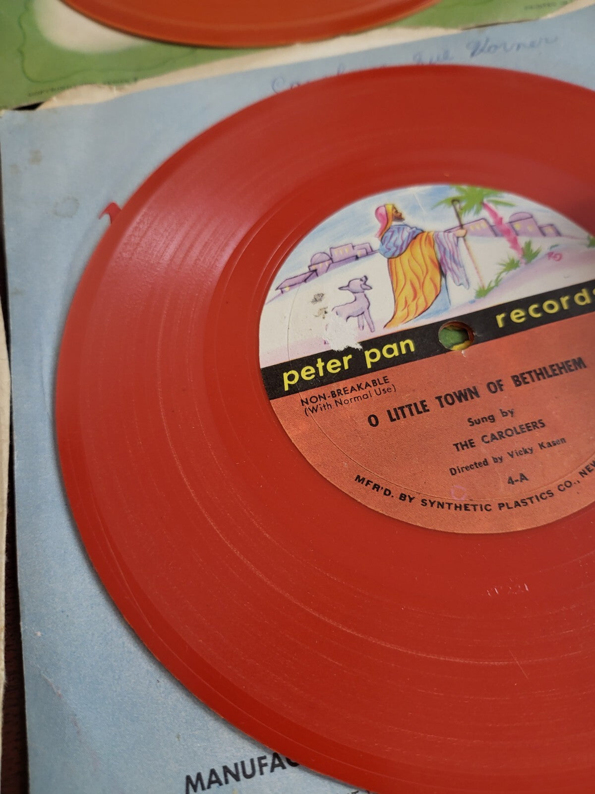 Peter Pan Records 45 rpm Lot 4 Red Orange Vinyl 7" Non-breakable c. 1950 #2889