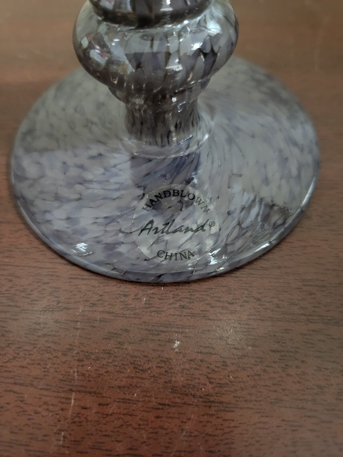 2 Artland Goblets Handblown Clear Glass Purple Stem 7"H Victoria Plum # 1154805