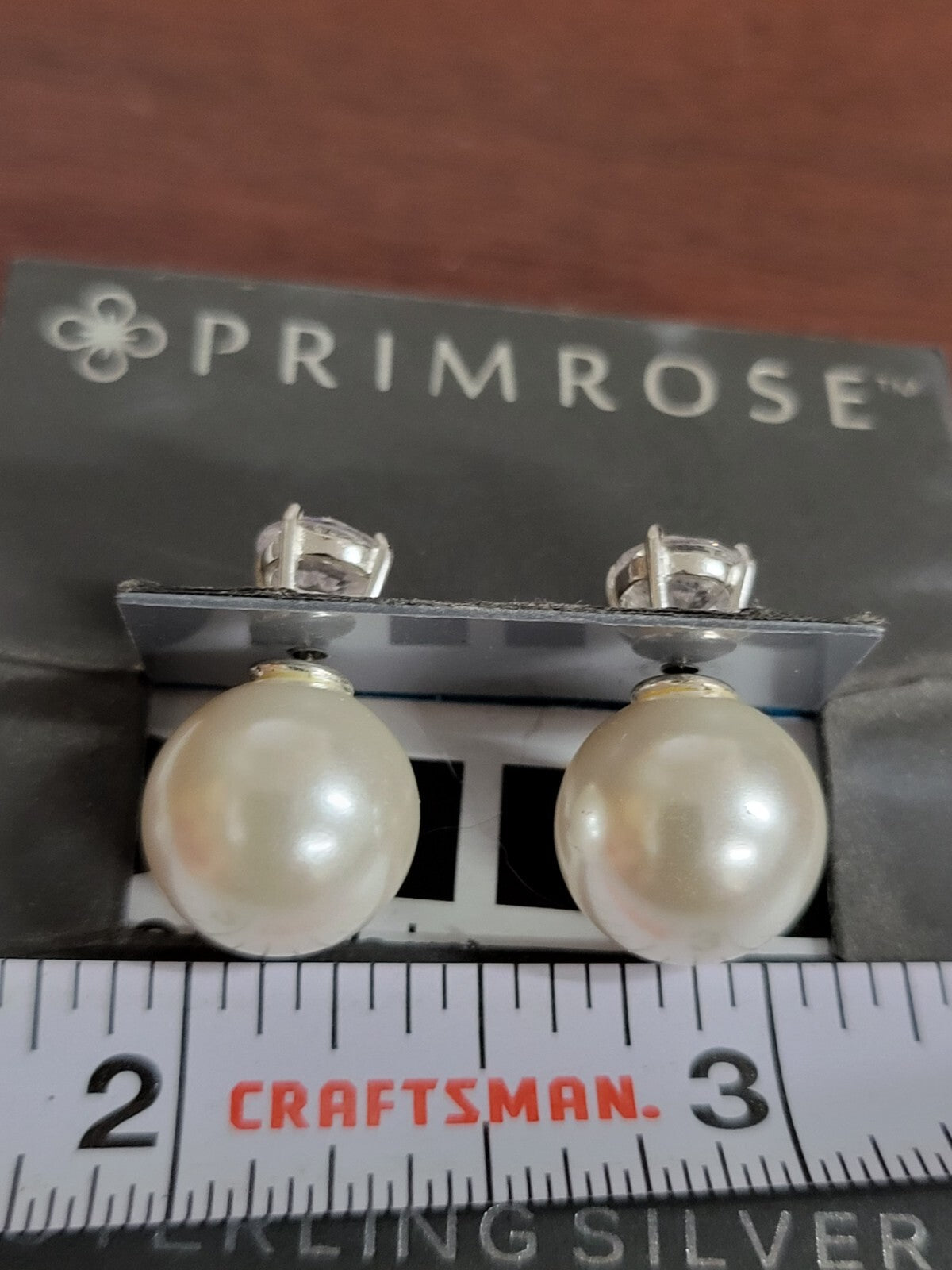 Primrose Earrings Cubic Zirconia Studs Sterling Silver Reversible Pearl #173