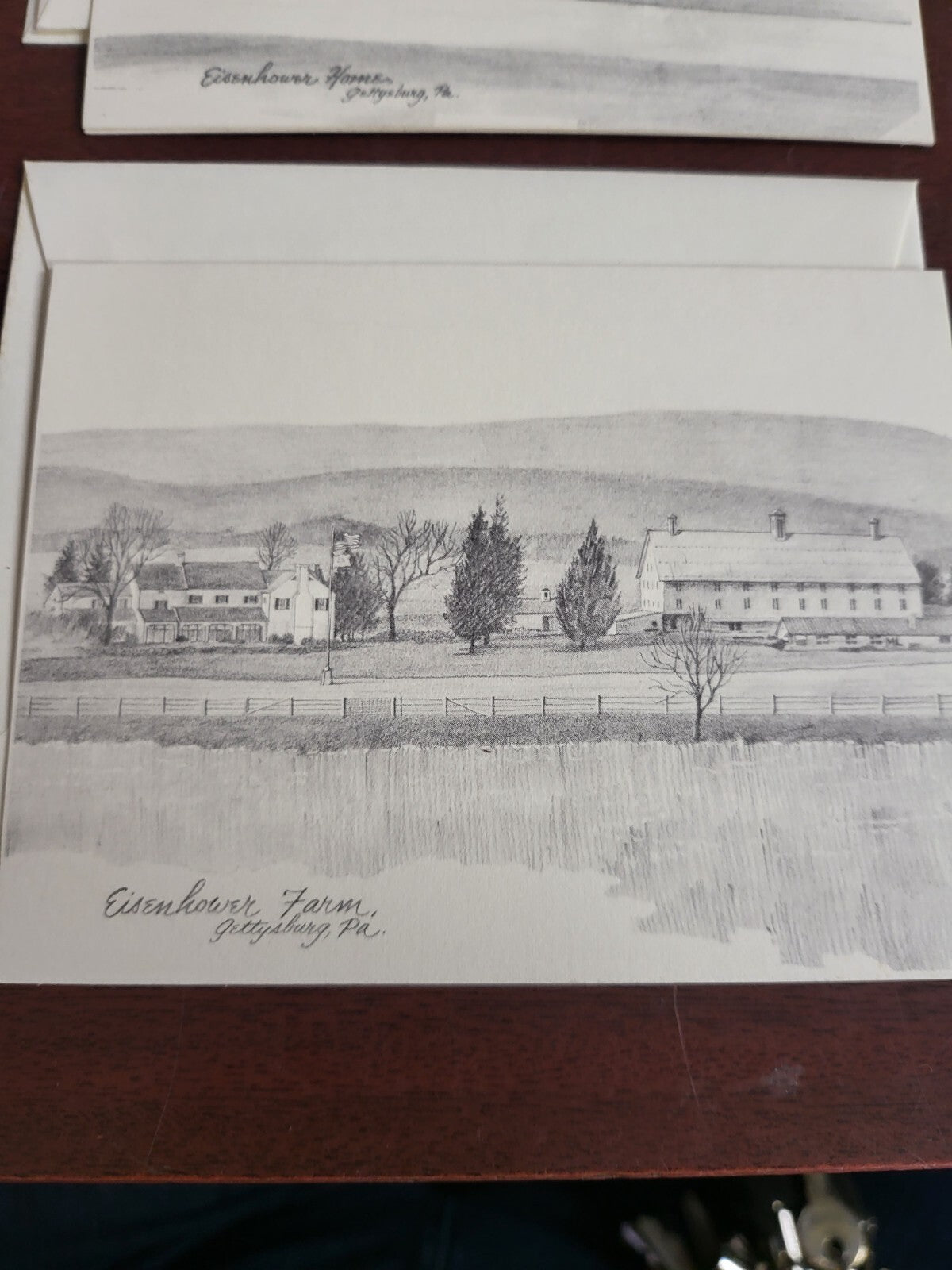 2 Charles H Overly Sketch Studio Greeting Cards 5.5 x 4" Envelopes NOS Eisenhowe