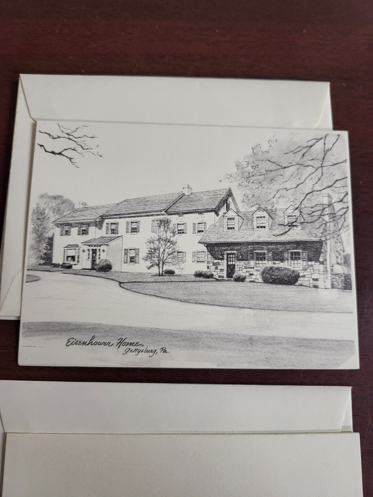 2 Charles H Overly Sketch Studio Greeting Cards 5.5 x 4" Envelopes NOS Eisenhowe