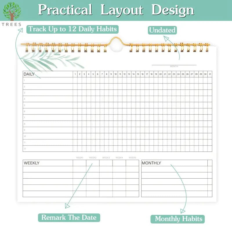 Habit Tracker Calendar Spiral Binding Habit Journal Boost Productivity