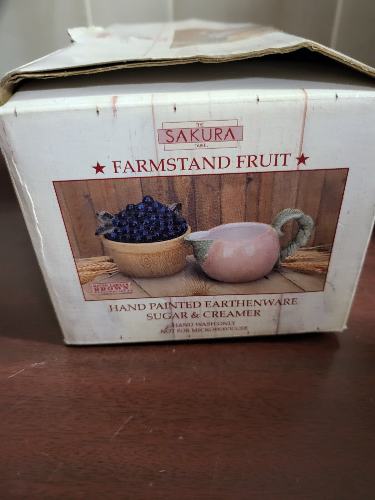 Sakura Farmstand Hand Painted Earthenware Sugar & Creamer Bowls Set NIOB #4172