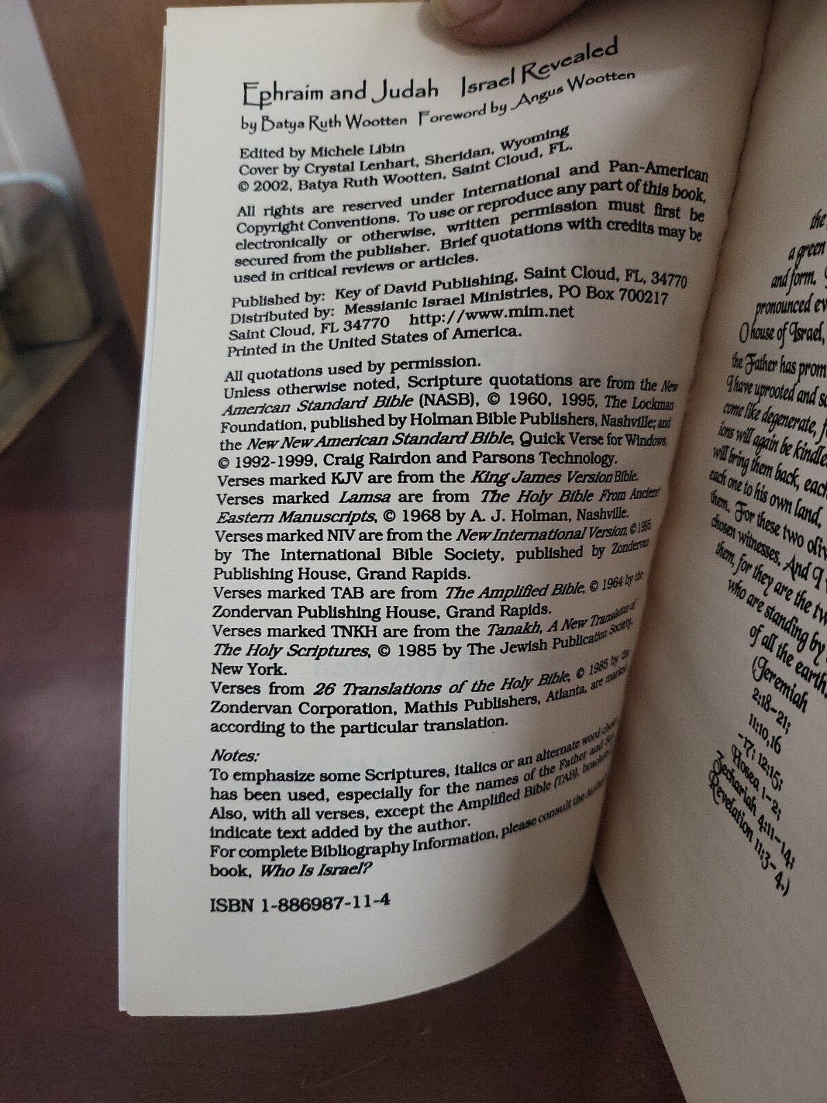 Book - Ephraim and Judah ISRAEL Rervealed by Batya Ruth Wootten #2830