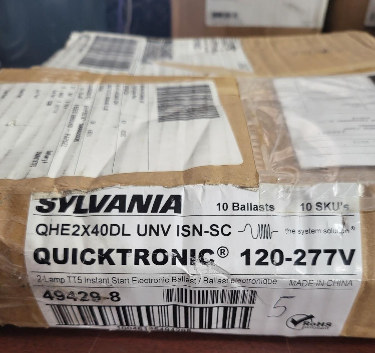 Sylvania Ballast QHE2X40DL UNV ISN-SC Quicktronic 120-277V 5 count Case Box