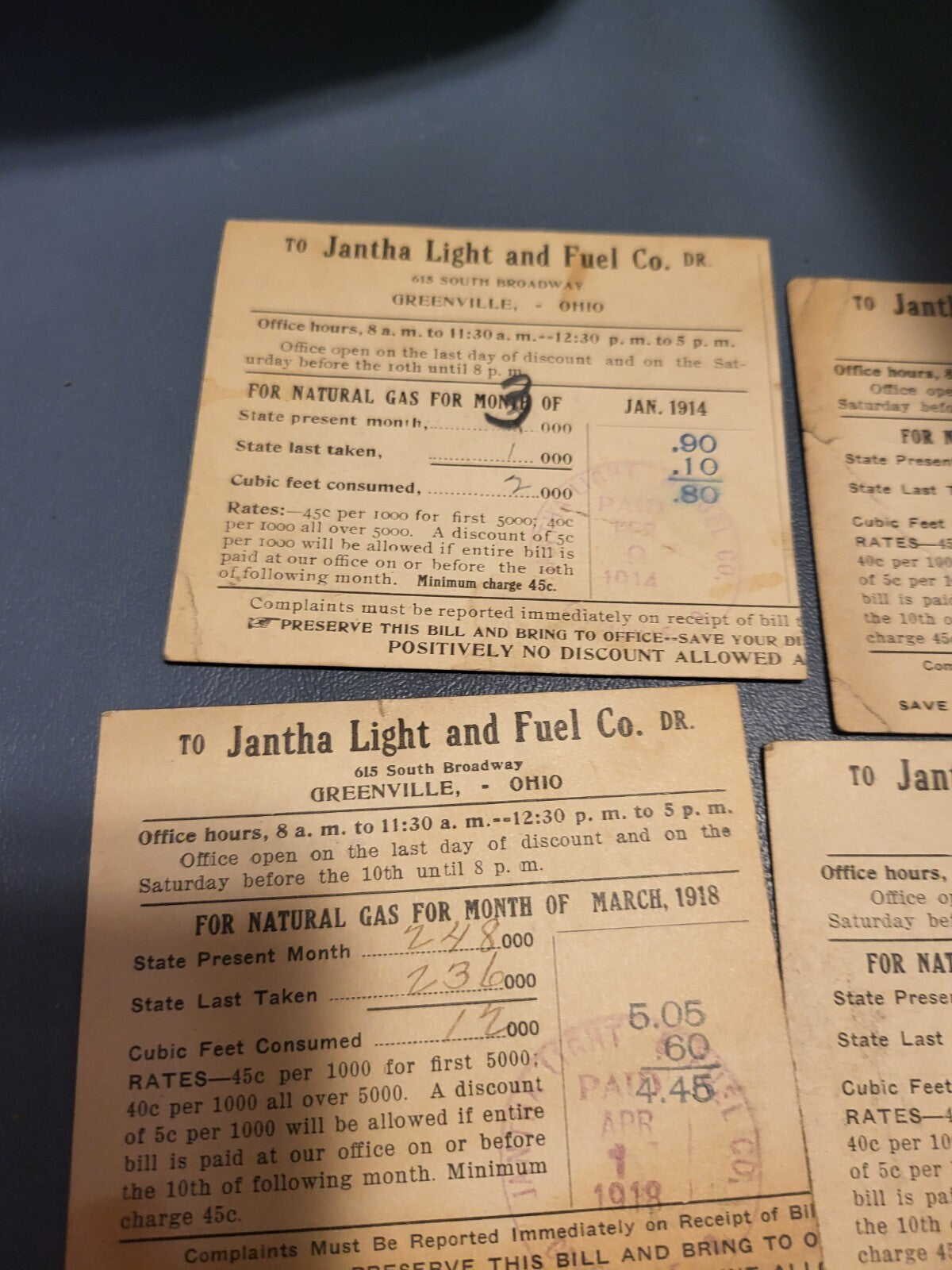 9 Postcard Billing 1914 - 1919 Cancelled Postage and Messages of Pres Wilson*
