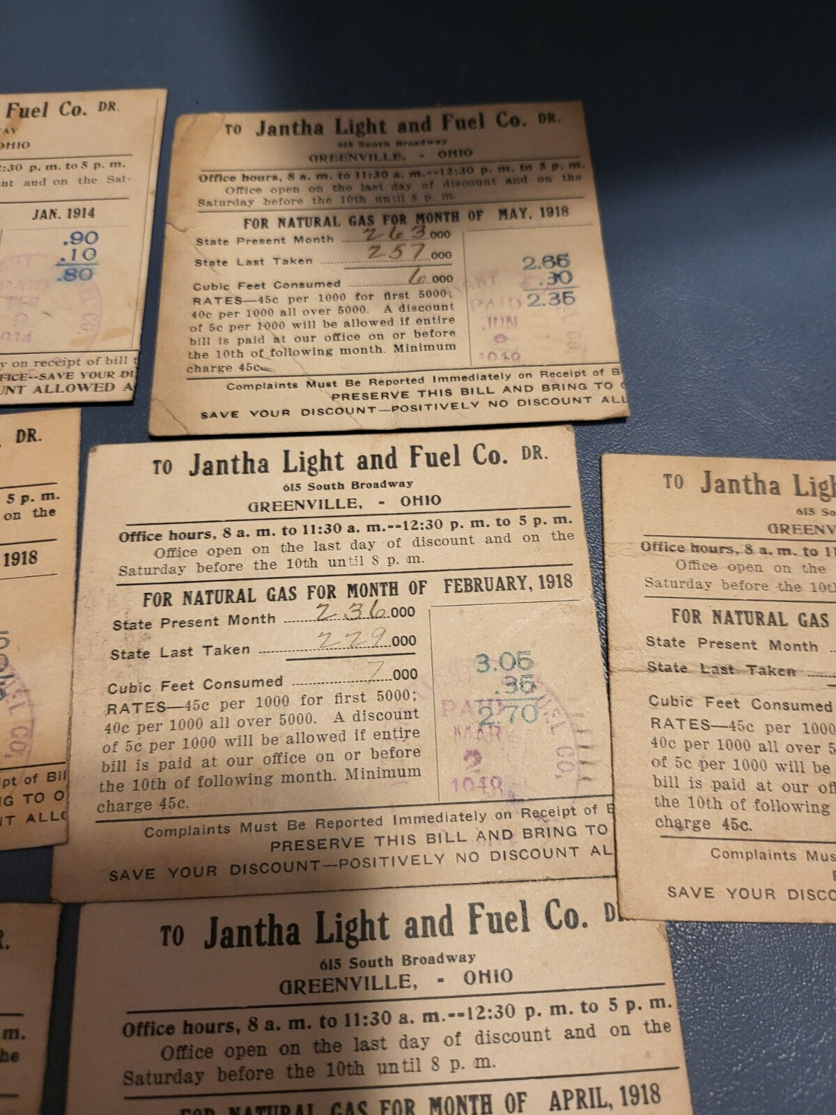 9 Postcard Billing 1914 - 1919 Cancelled Postage and Messages of Pres Wilson*