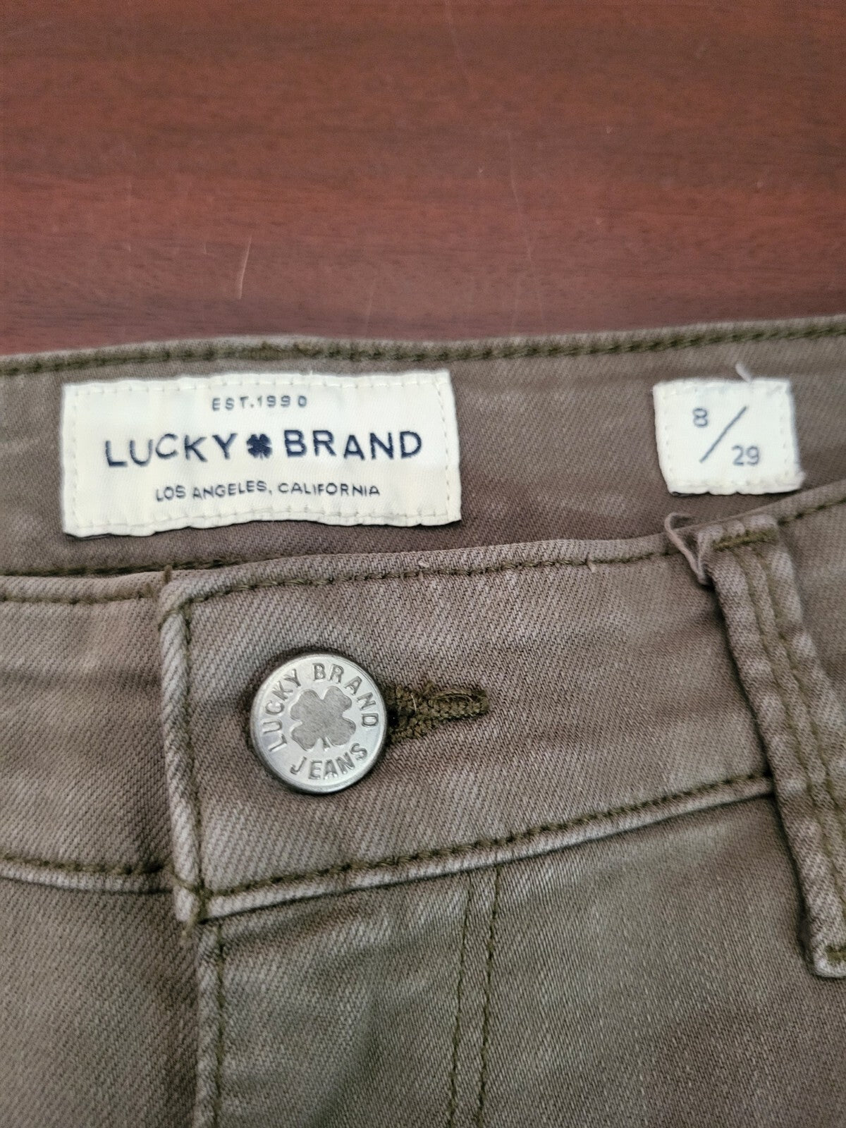 Ladies Jeans Lucky Brand Olive Green size 8 Ins 28" W 32" Ava Crop Cotton Blend