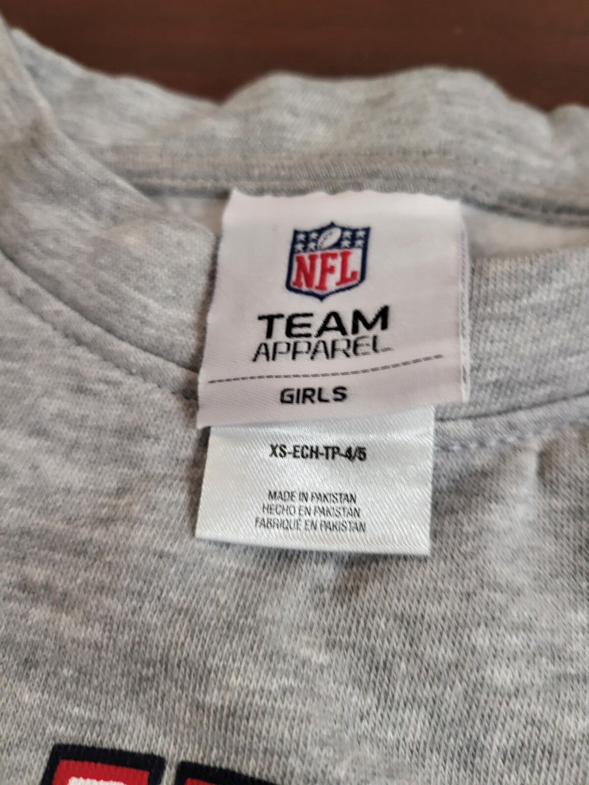 Girls NFL Sweatshirt New England Patriots XS 4-5 Gray Multi Soft Fabric Long