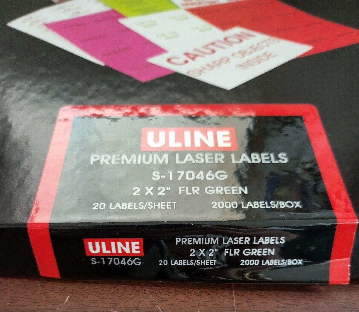 2000 ULINE Premium Laser Labels 2x2" Fluorescent S-17046G GREEN Open or Damaged