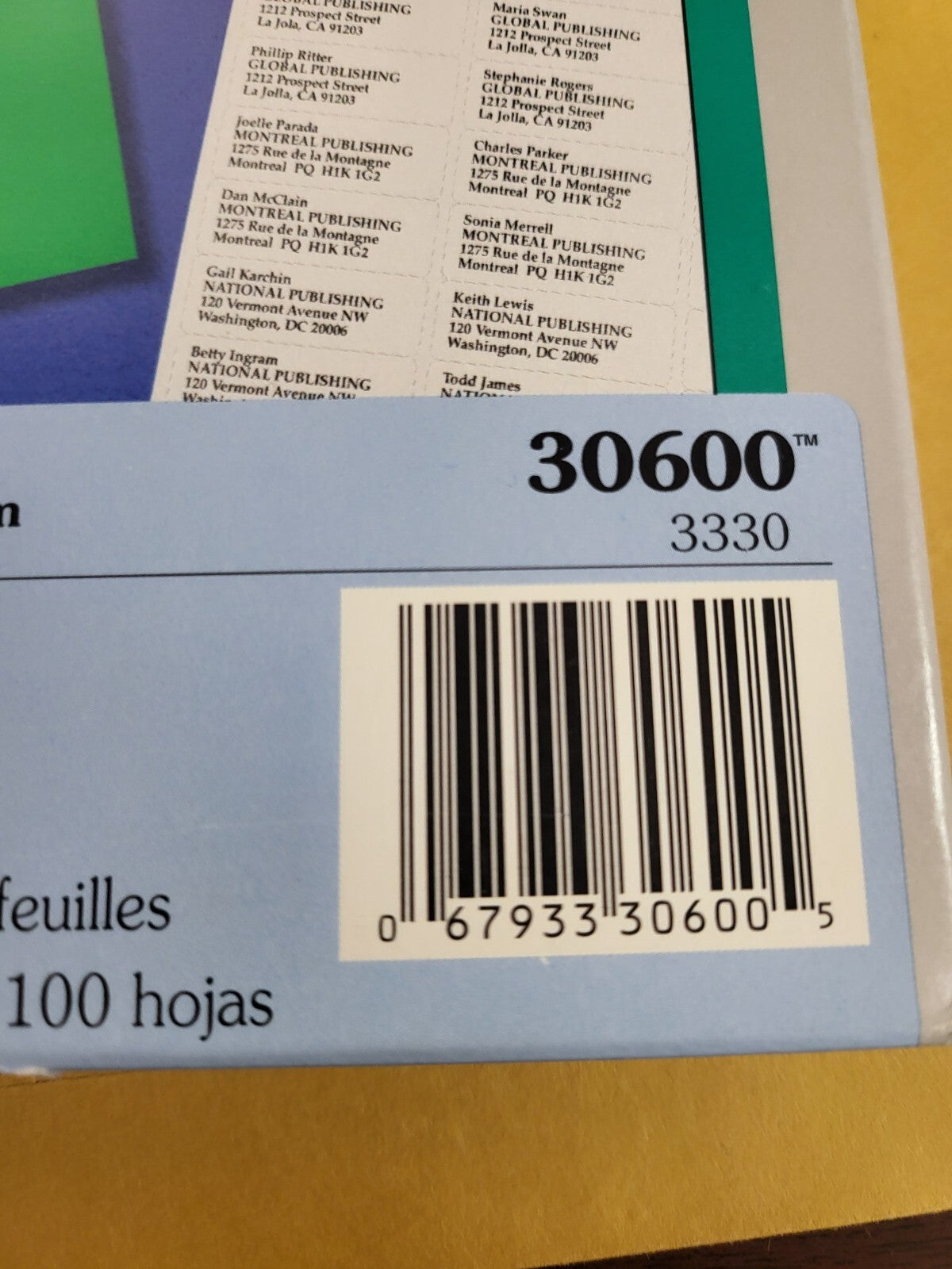 3000 Pres-A-Ply Laser Labels 30600 White 1 x 2 5/8" Permanent Adhesive for Addre
