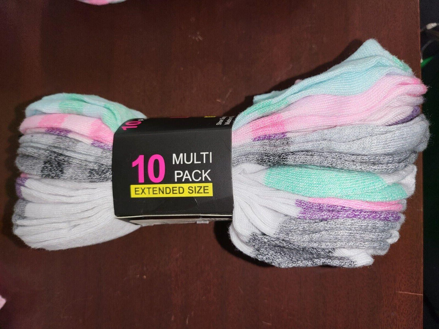Ladies Socks 10 pr Low Cut Multicolor Extended size 8-12 Collective Soles