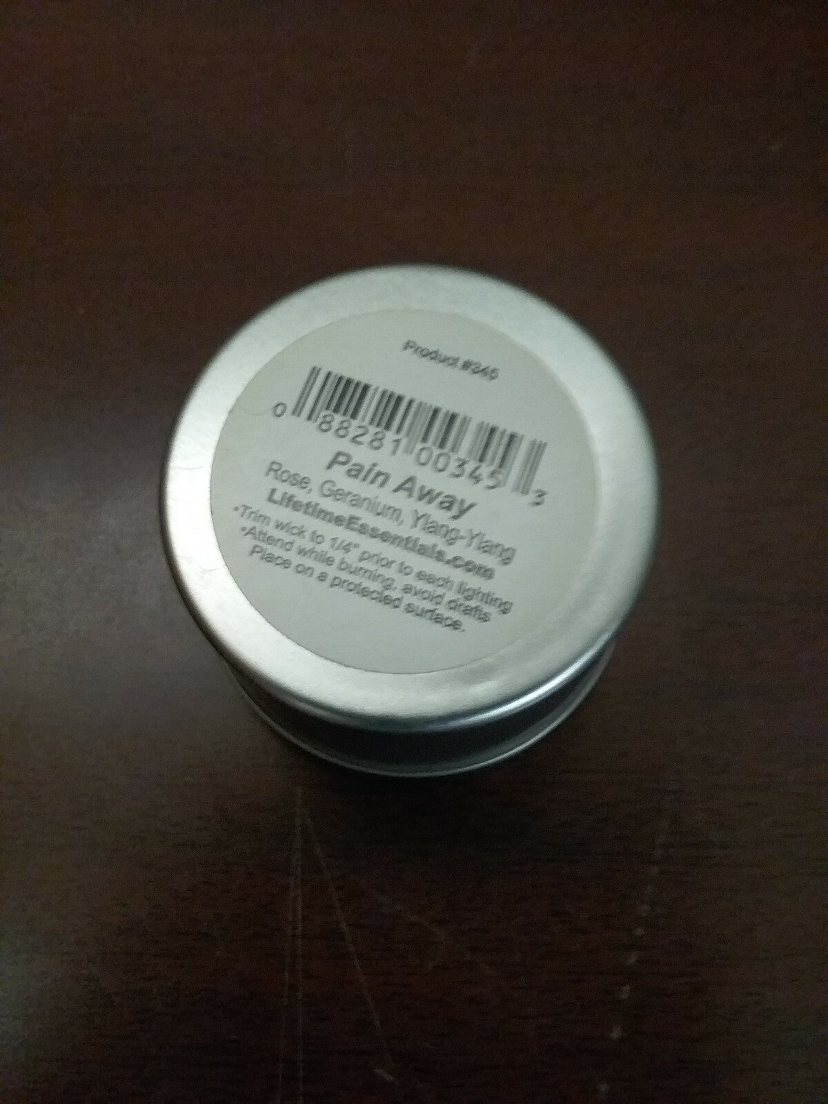 Lifetime Essentials Pain Away Candle Hand Poured Soy Aromatherapy 2oz