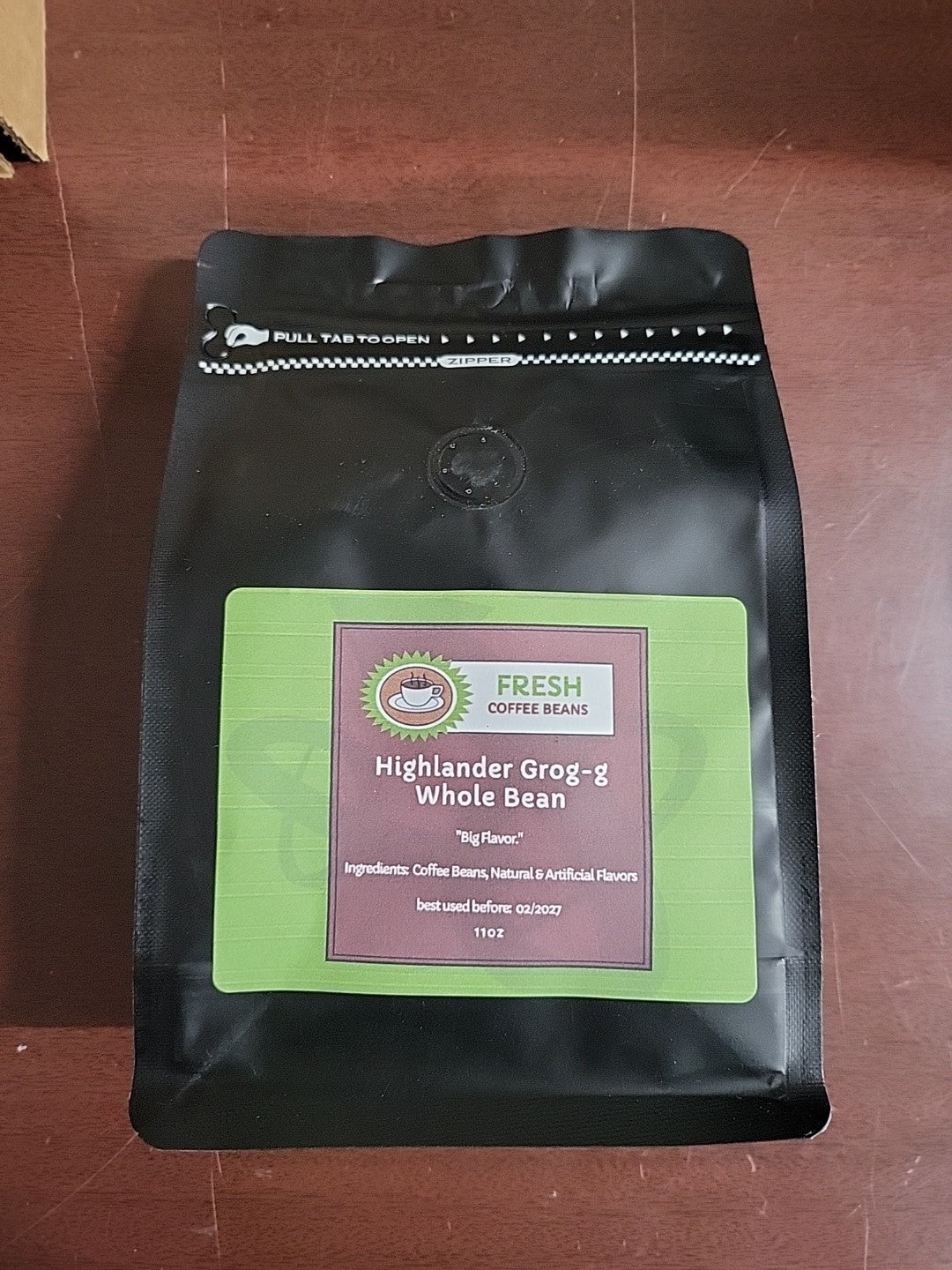 11oz Coffee Beans Highlander Grogg Grog Fresh Sealed in Reclosable Bag