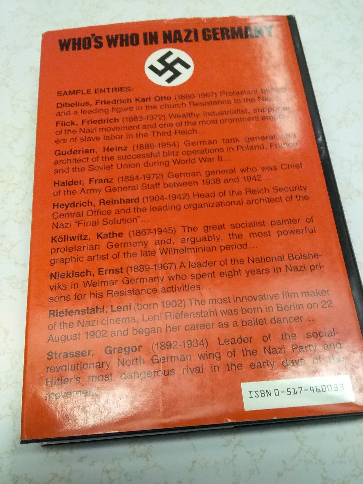 Book - Whos Who in Nazi Germany By: Rh Value Publishing #2582