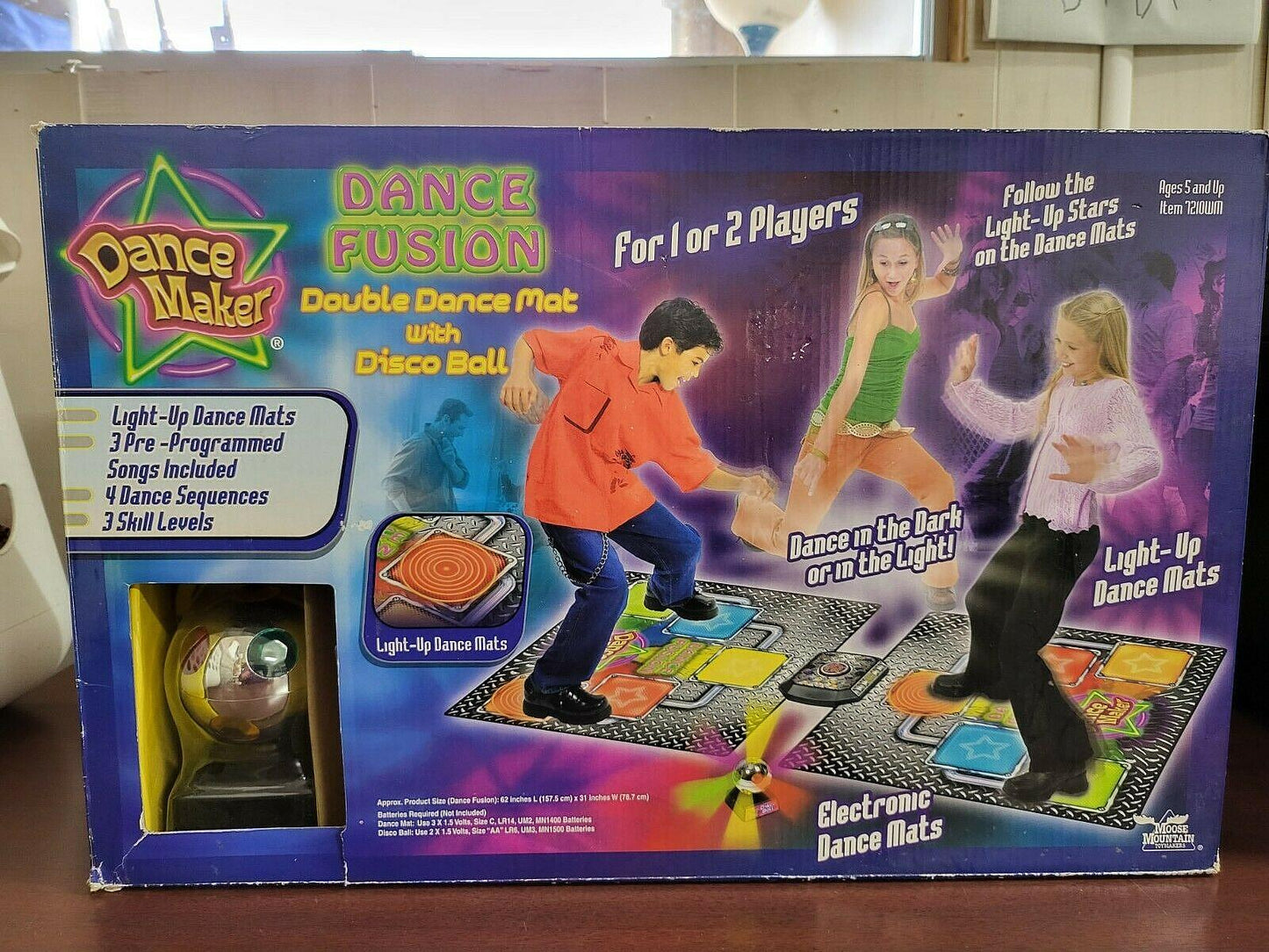 Dance Fusion Electronic Double Dance Mat Game 62x31" Lights / Disco Ball BNI