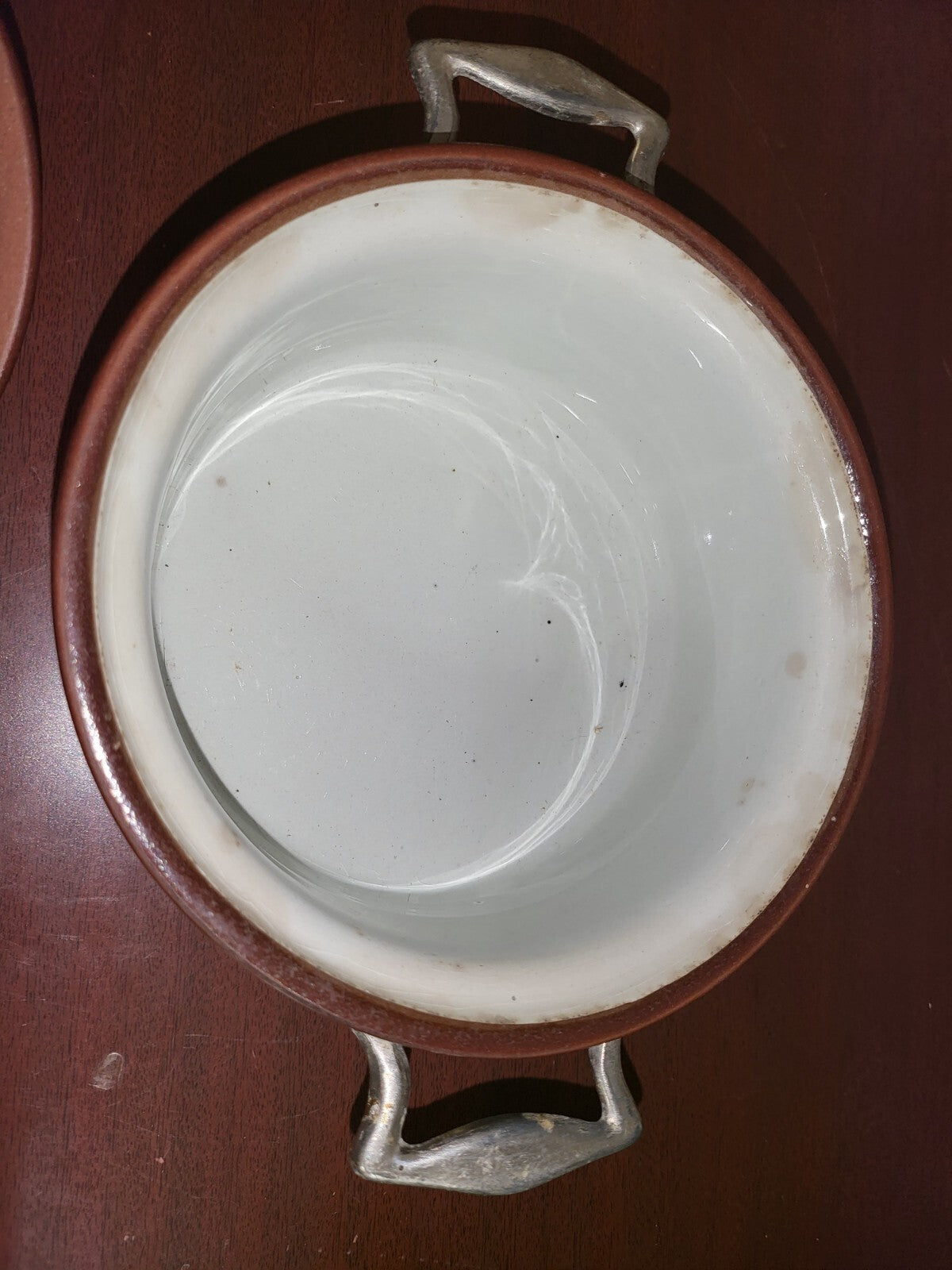 Covered Casserole Crock, Lid & Sleeve Brown Stoneware 7 x 3" Weller Pottery